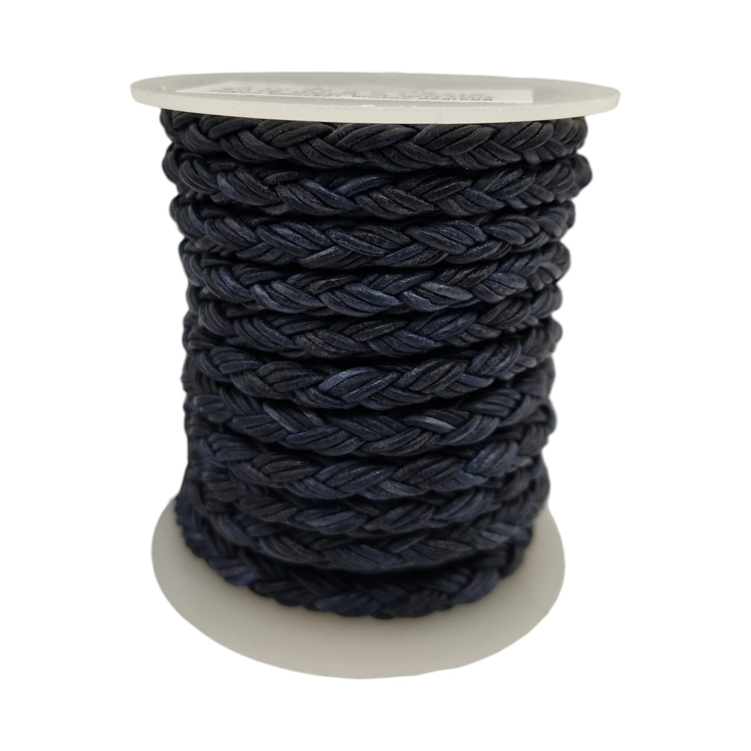 Dublin Bolo Braided Round Twist Leather Cords - 6mm -  Vintage Dark Blue