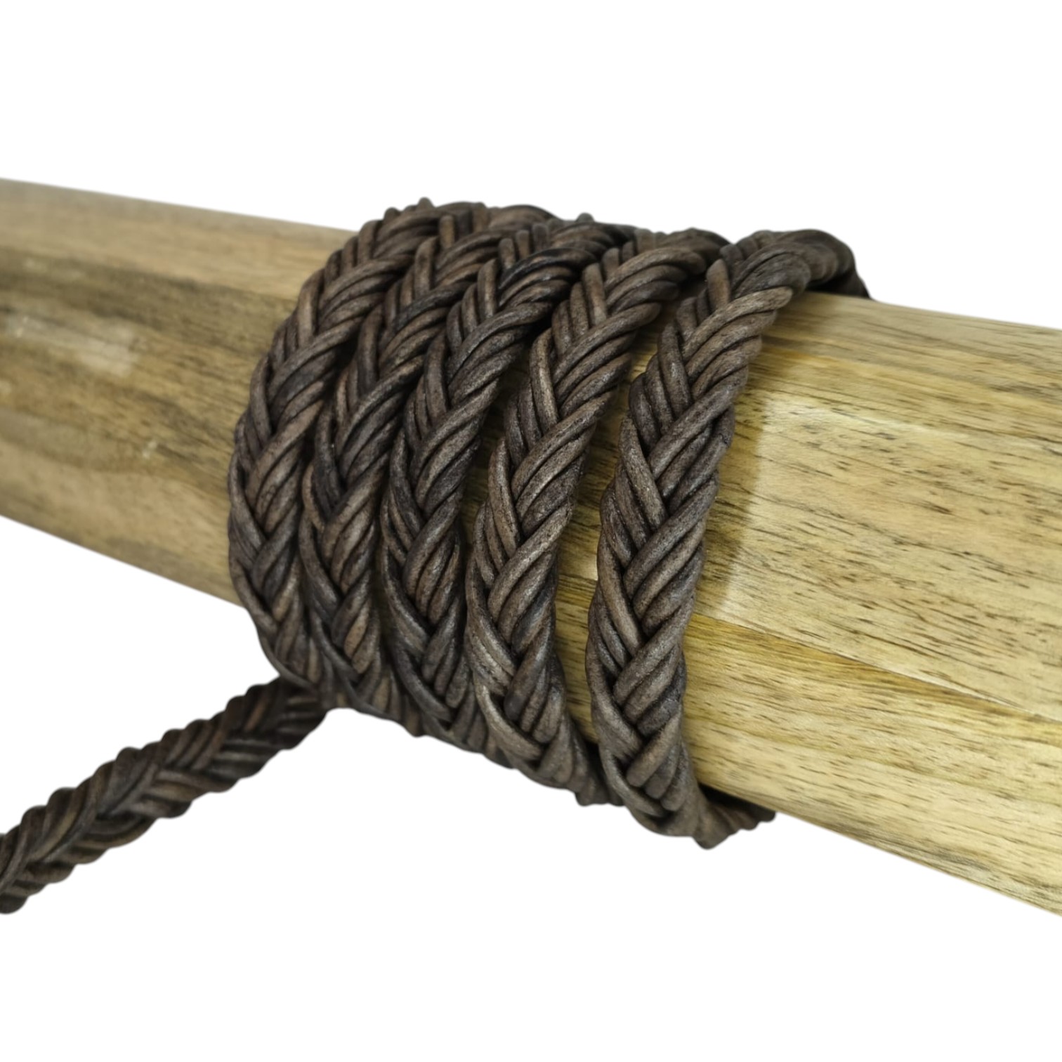 Ibiza braided leather cords - 11*6mm- vintage dark brown