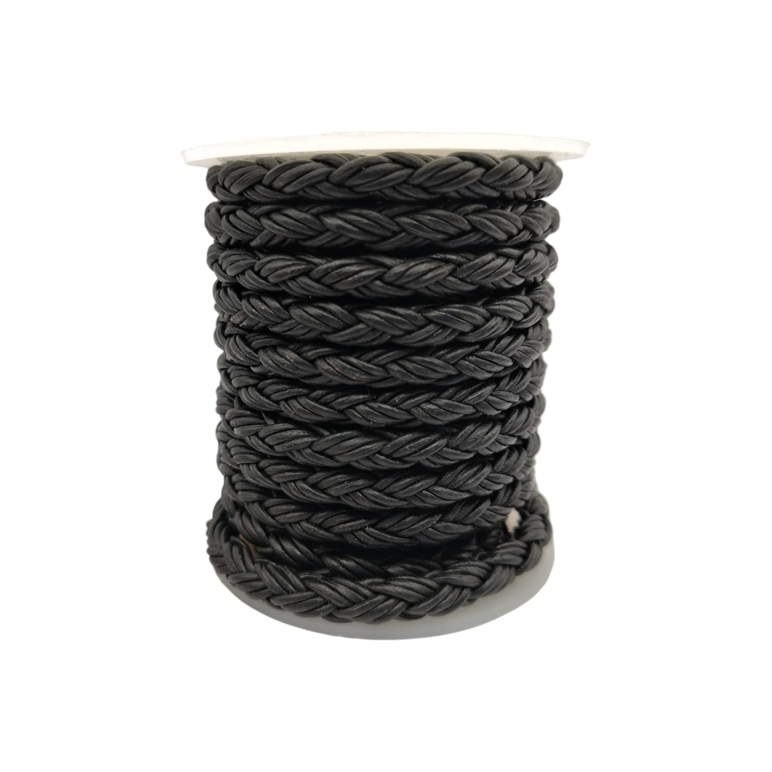 Dublin Bolo braided Round Twist leather cords -6mm- matt black