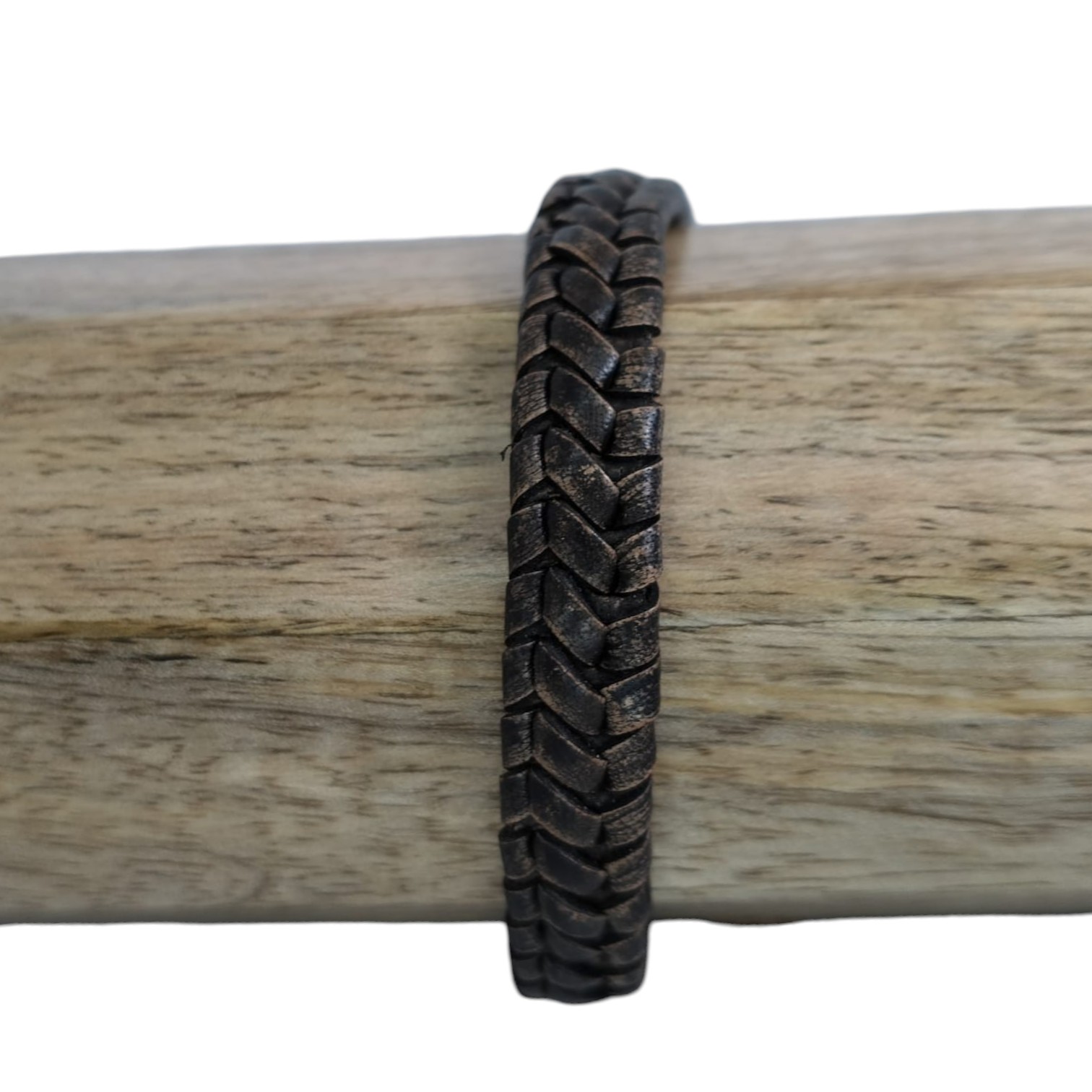 Texas Braided Leather Cord - 14x4mm - Vintage Brown