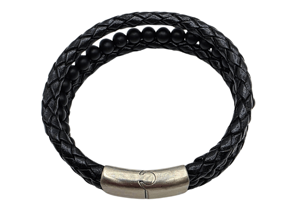 Combination Gemstone and Leather Bracelet - Style 157