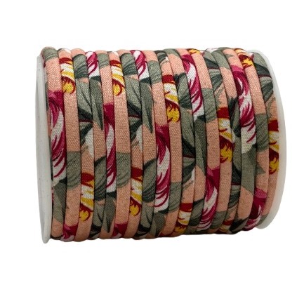 Fabric Flower Cords-4mm-Round-Pink