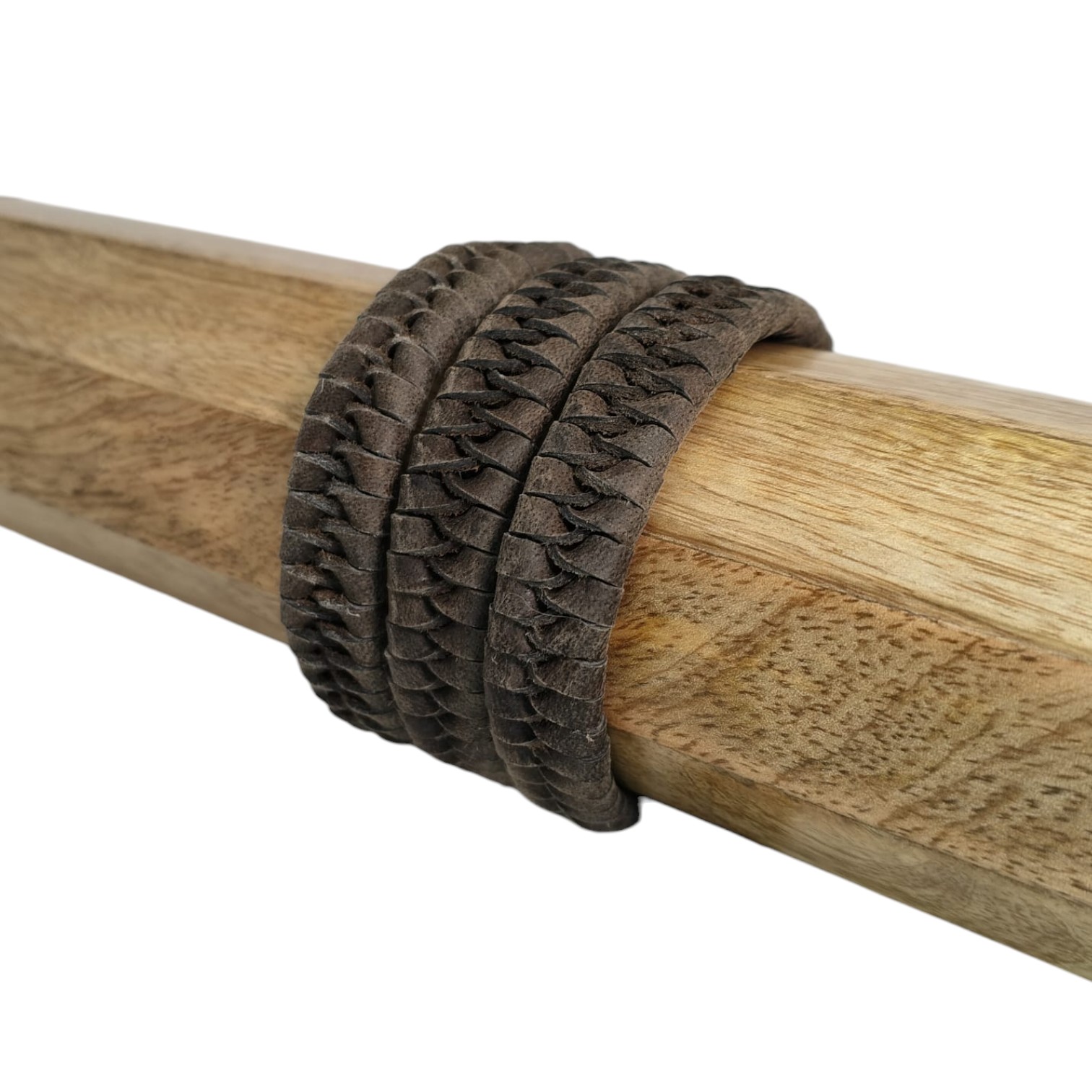 X-Cross Braided Leather Cord-15mm- GREY