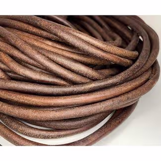 Round Leather Cord Dark Tan 8 mm