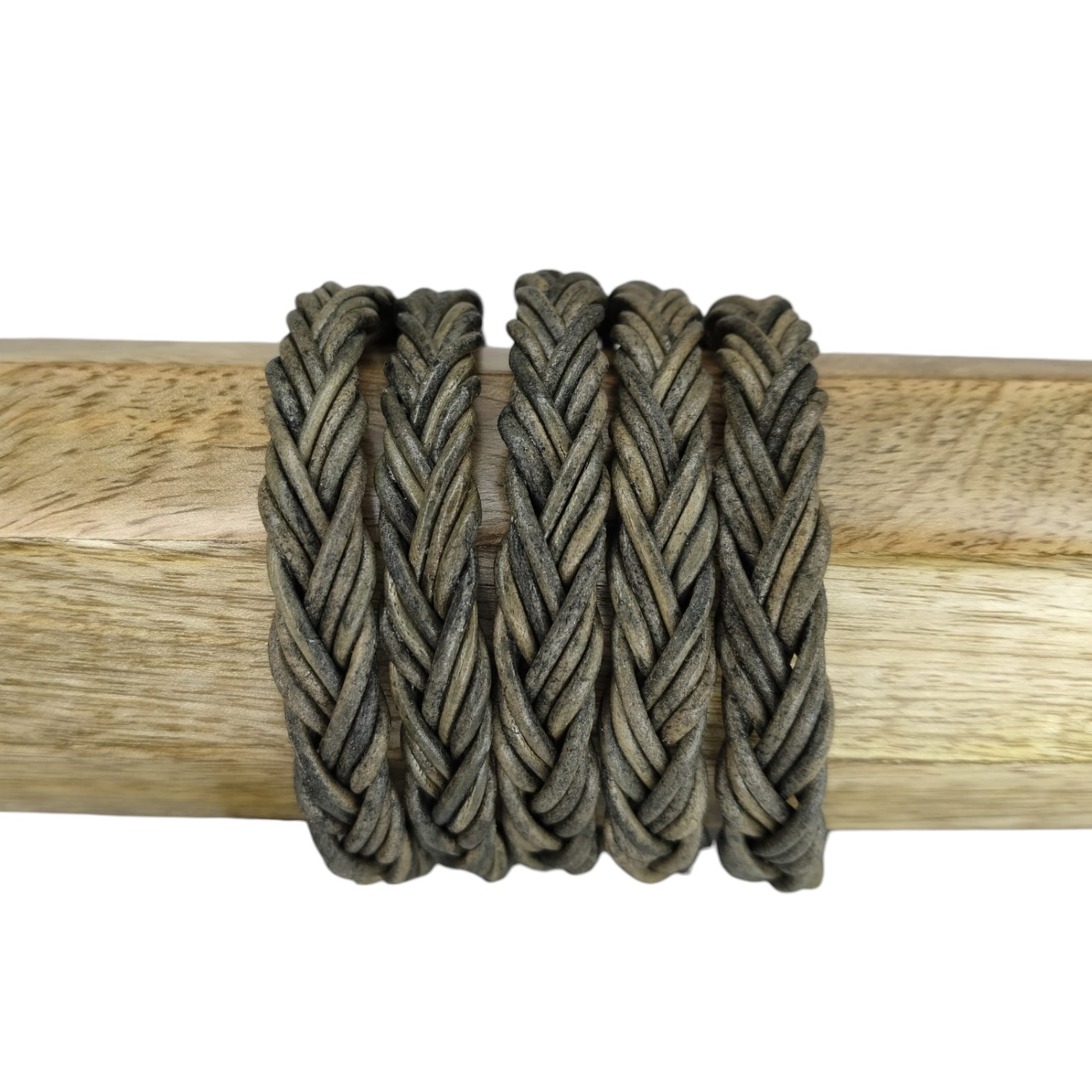 Ibiza braided leather cords - 11*6mm- vintage grey