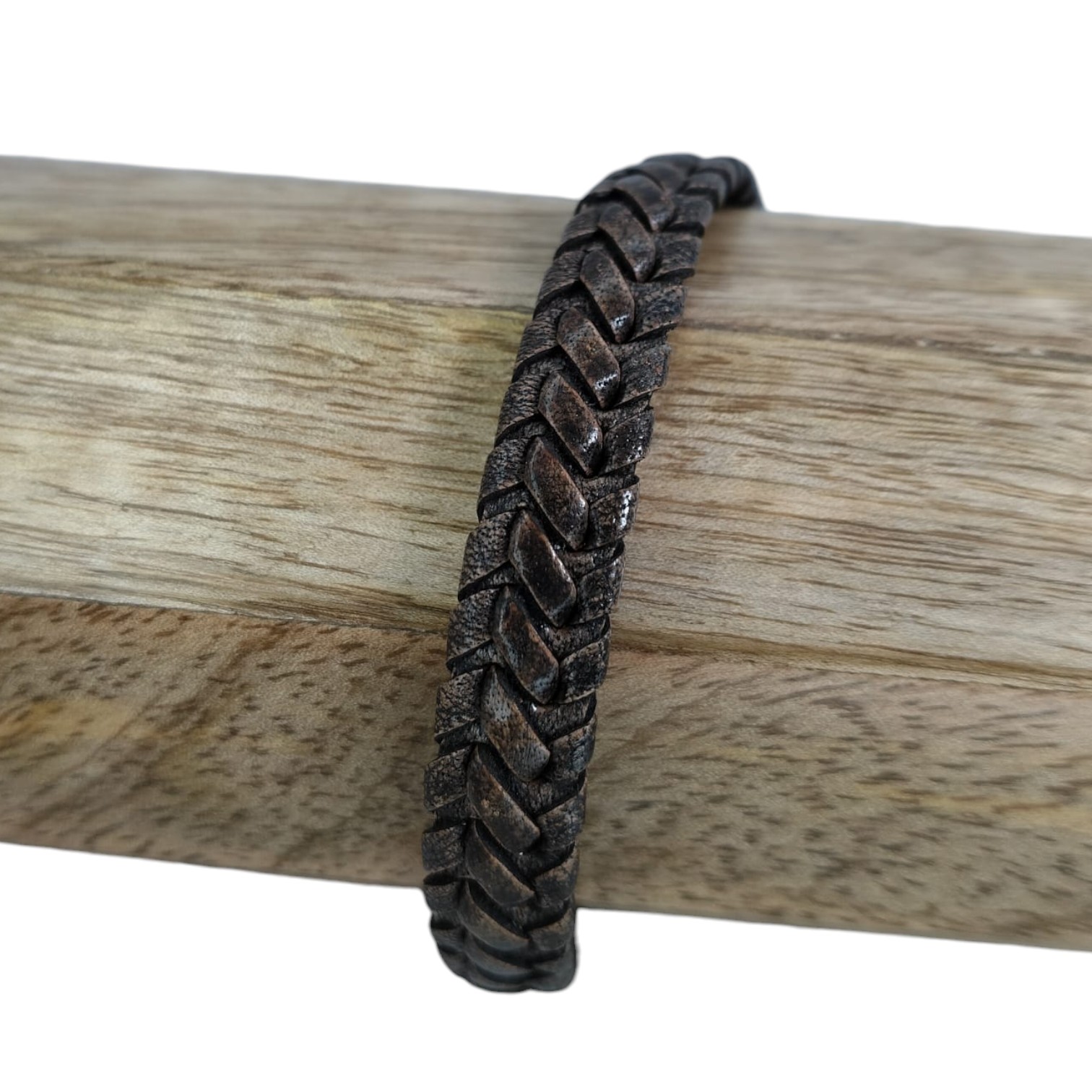 Texas Braided Leather Cords - 10x4mm - Vintage Brown