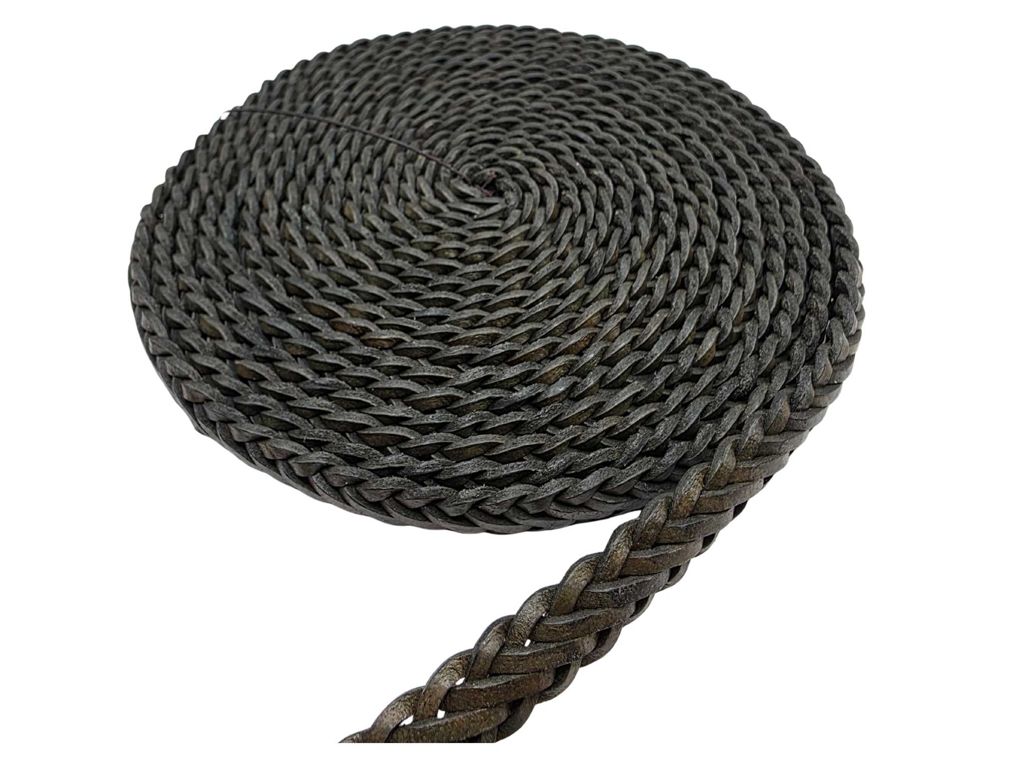 Hvar Braided Leather Cords - 15x4.5mm - Vintage Dark Green