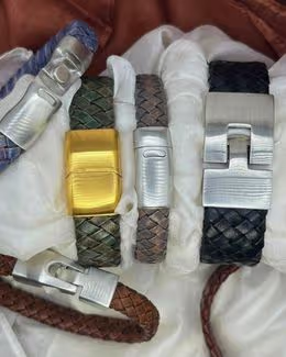 Oval Braided Leather Bracelet