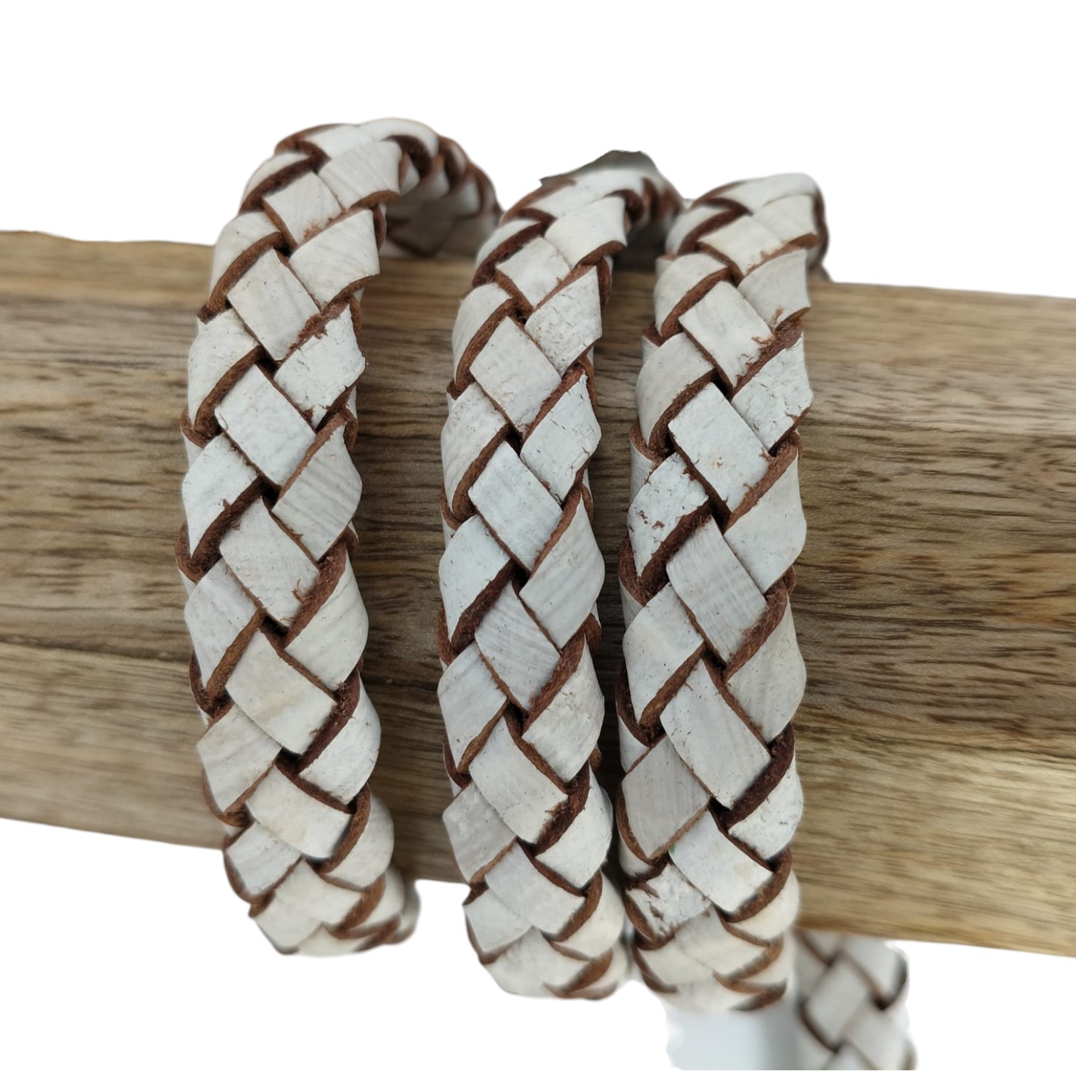 Thick Oval Hollow braided Cord - 11*6mm- vintage white