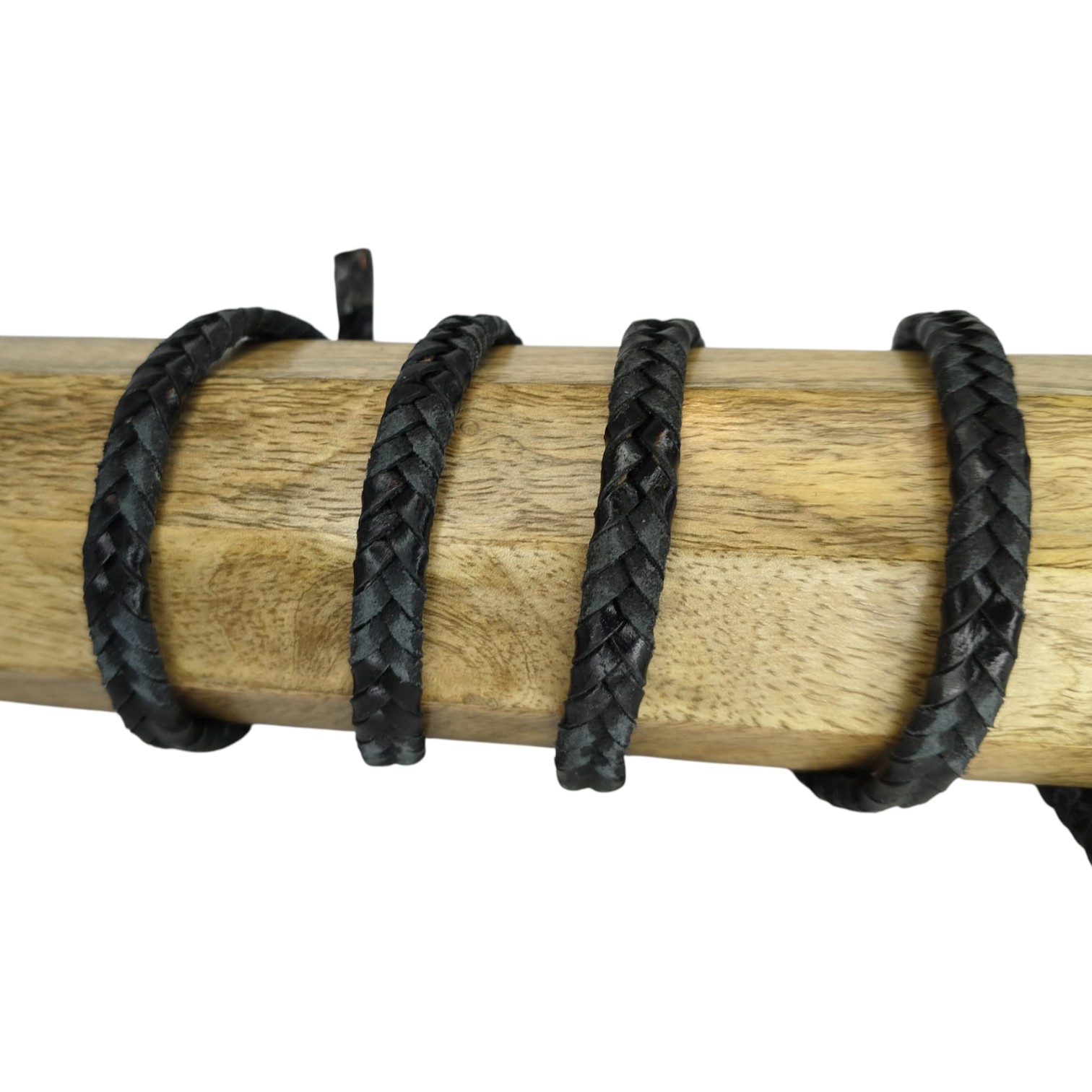 v cross braided leather cord -10mm- BLACK
