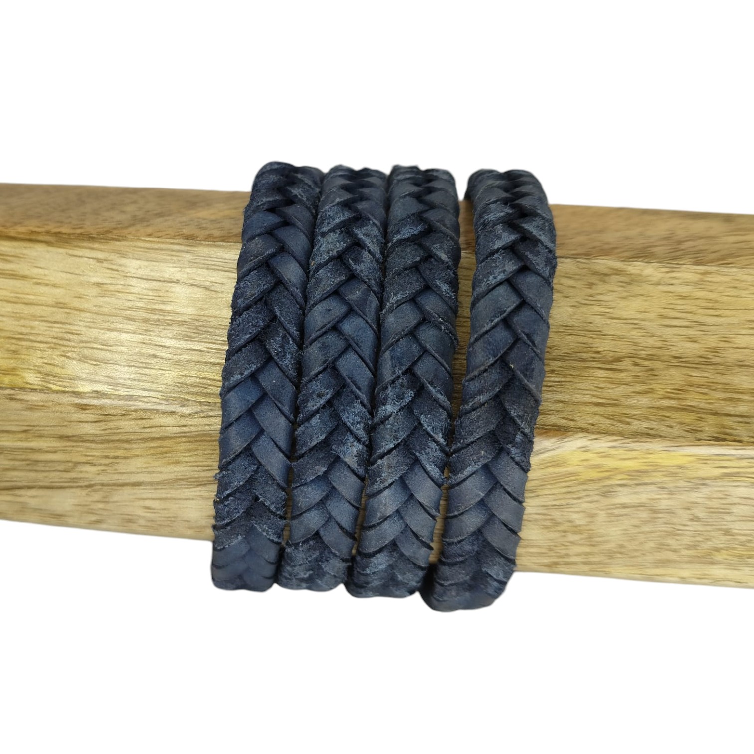 v cross braided leather cord -10mm- VINTAGE DARK BLUE