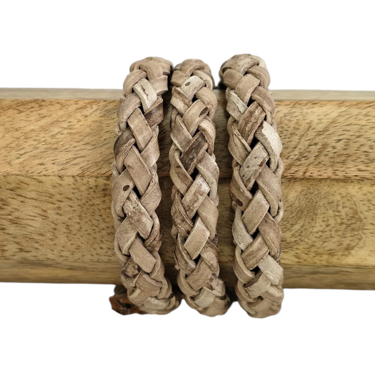 Thick Oval Hollow braided Cord - 11*6mm- white base brown