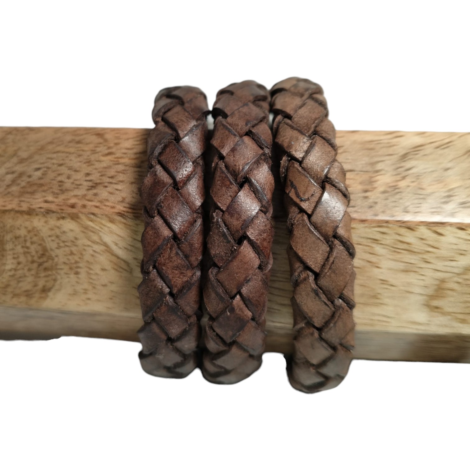 Thick Oval Hollow braided Cord- 11*6mm - Vintage Brown