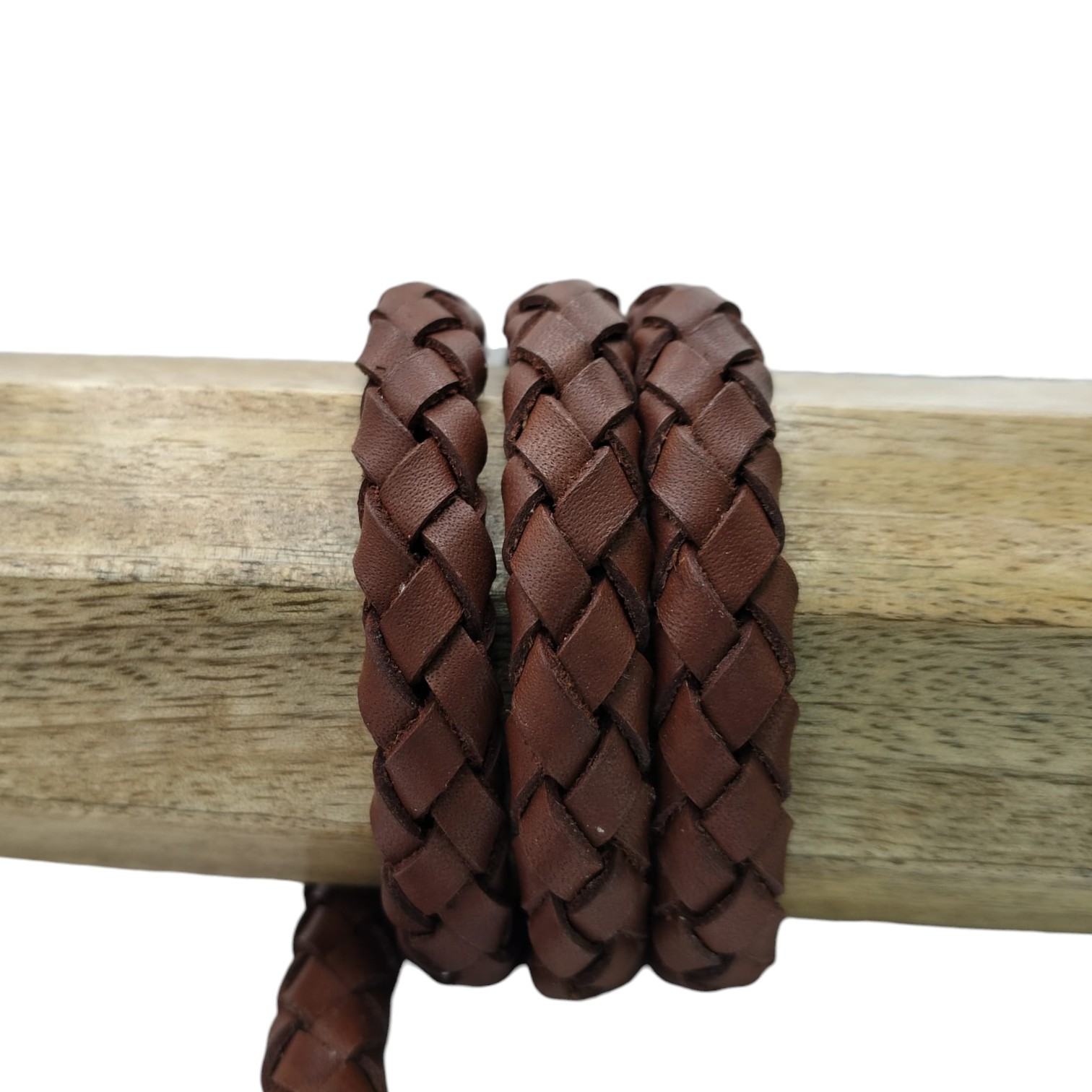 Thick Oval Hollow braided Cord  - 11*6mm- Vintage cognac