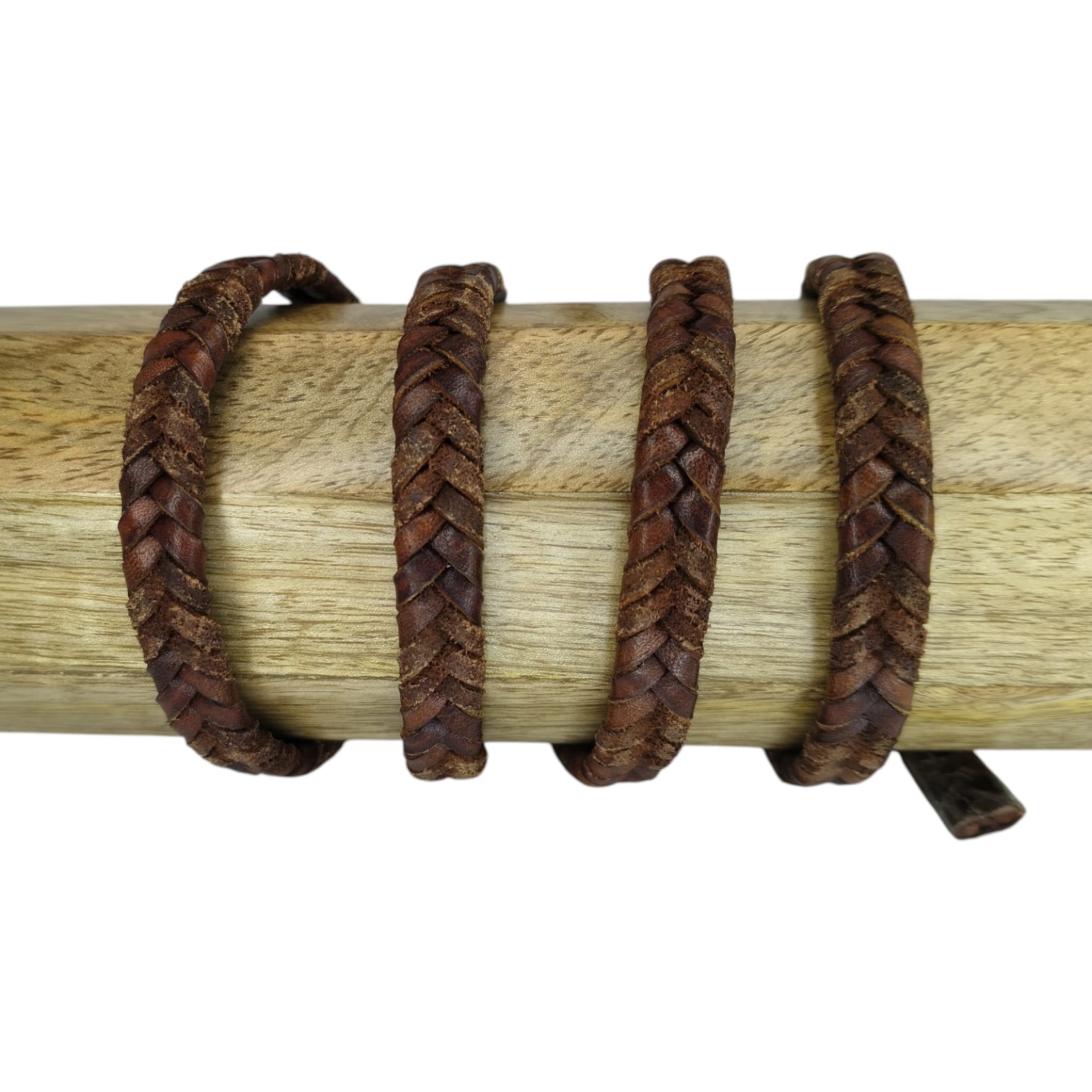 v cross braided leather cord -10mm- COGNAC