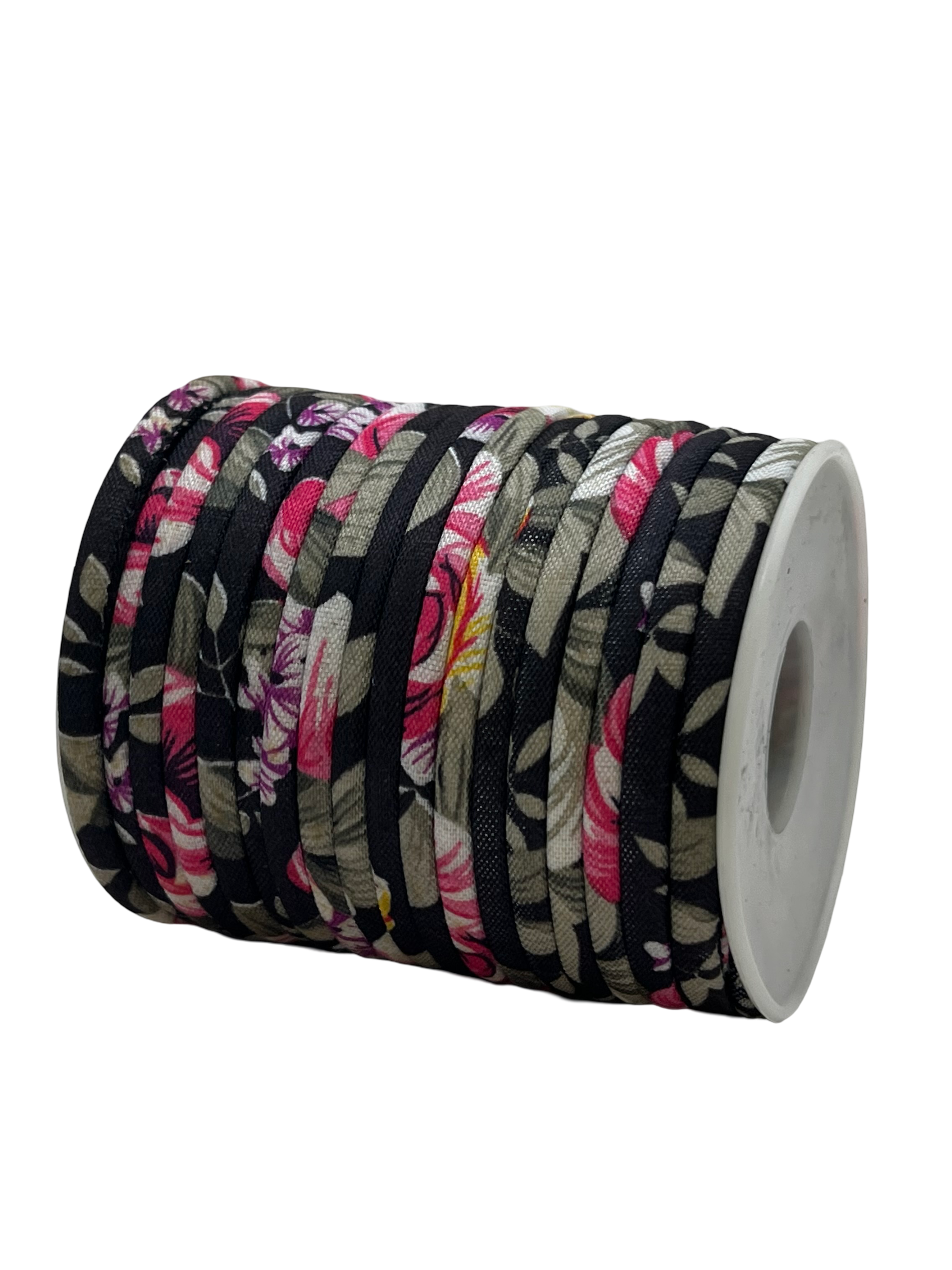 Fabric Flower Cord-4mm-Round-Black