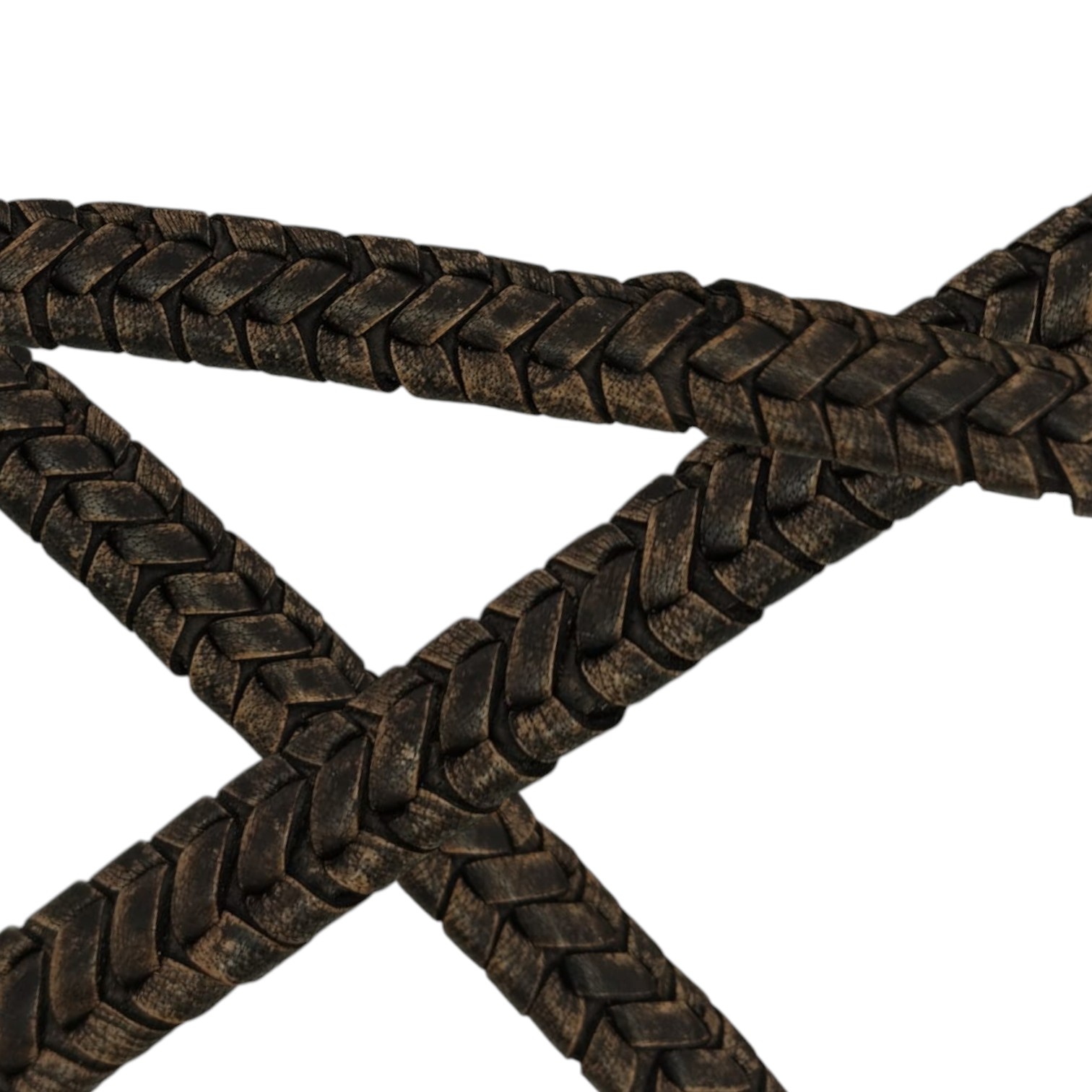 Texas Braided Leather Cord - 14x4mm - Vintage Brown