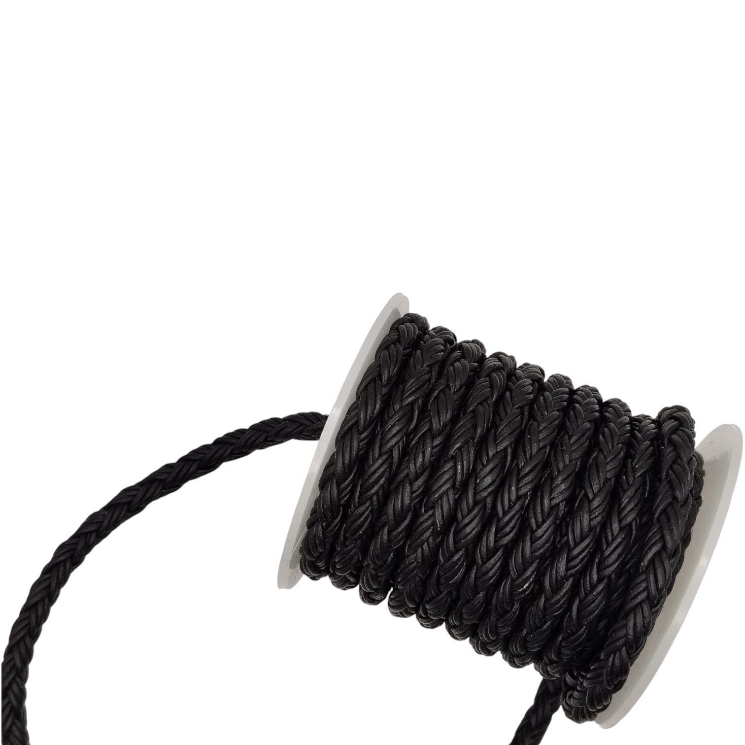 Dublin Bolo braided Round Twist leather cords -6mm- matt black