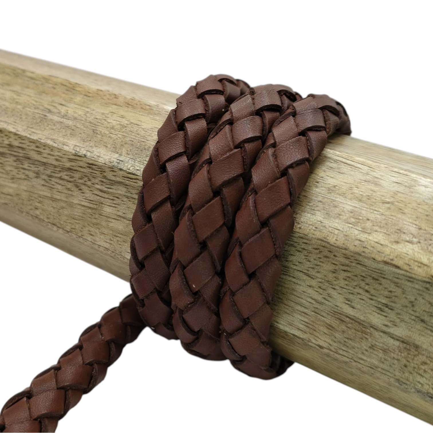 Thick Oval Hollow braided Cord  - 11*6mm- Vintage cognac