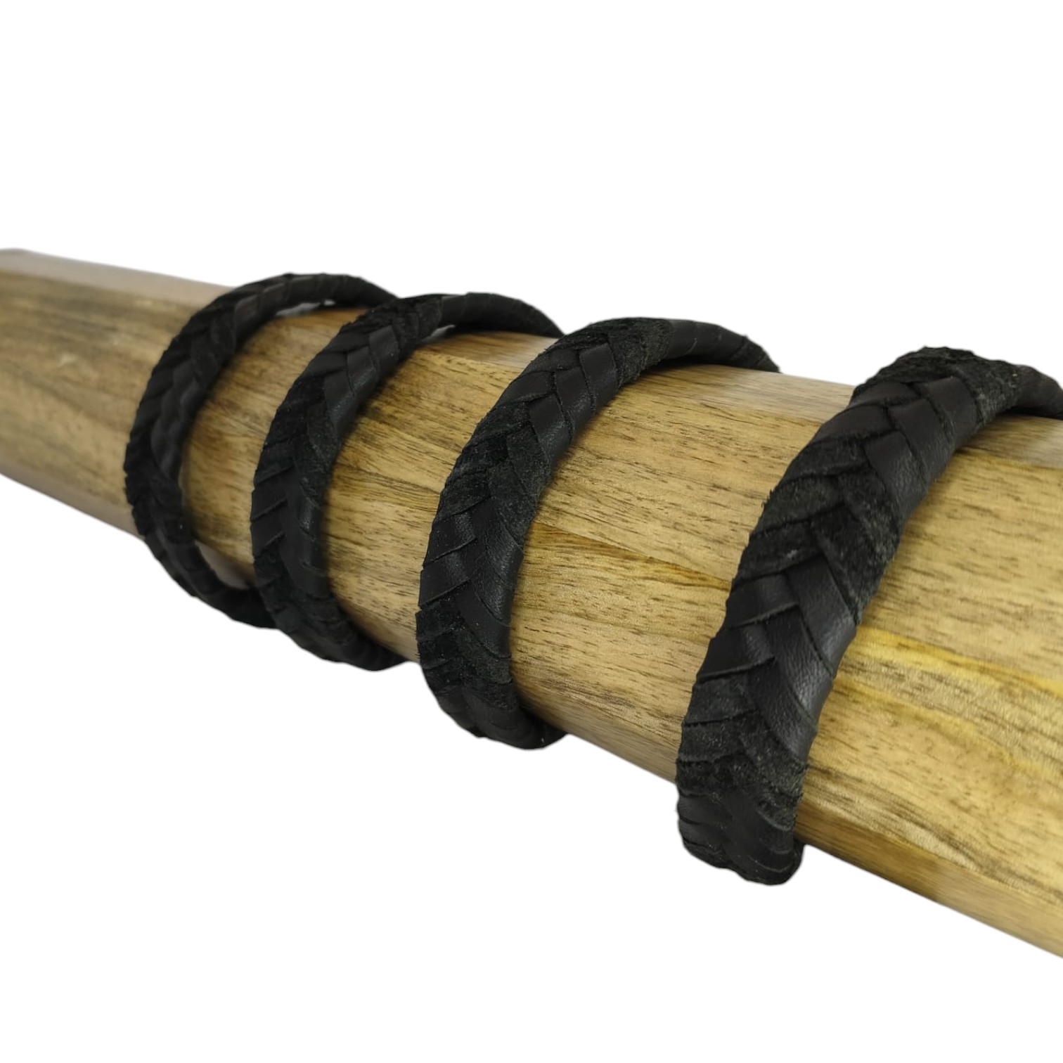 v cross braided leather cord-15mm- BLACK