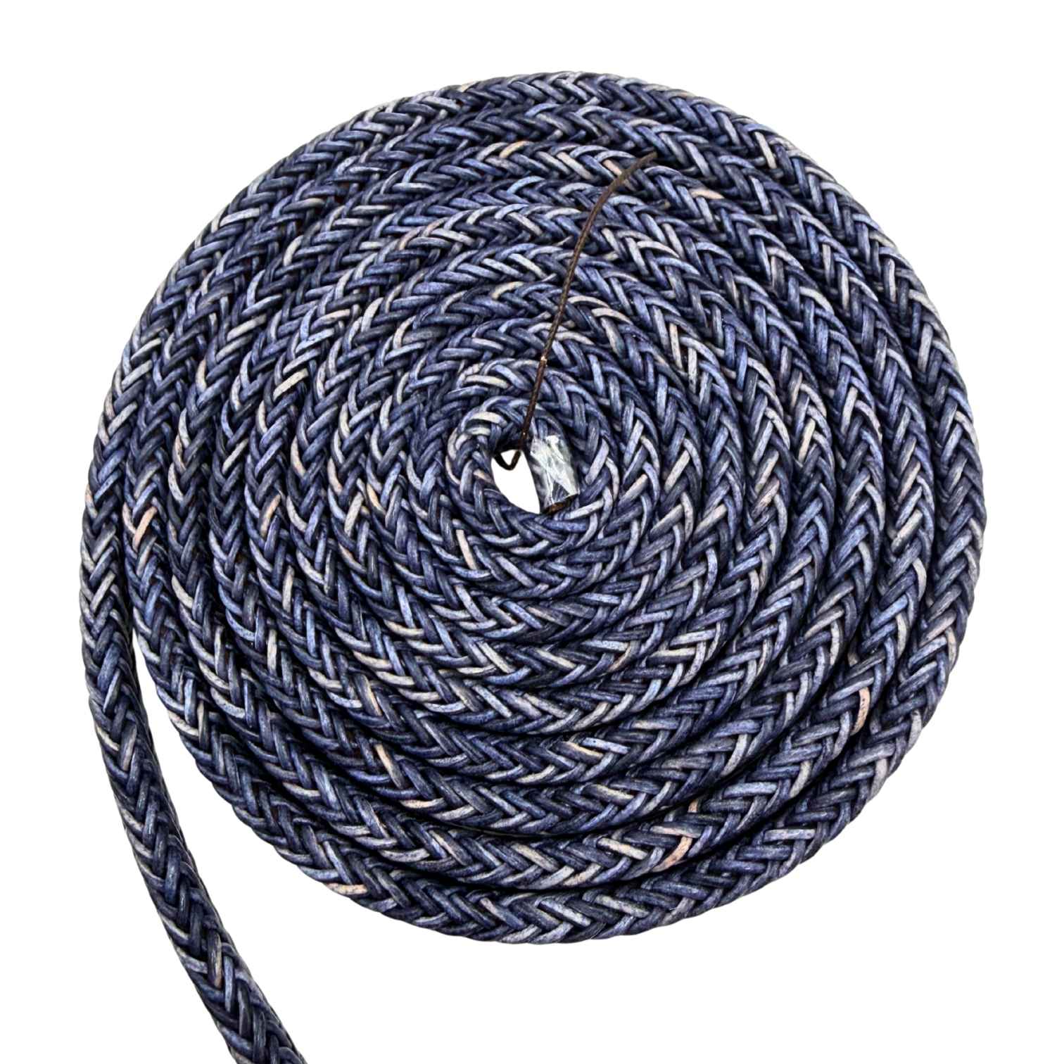Spiral braided leather cords - 11x6mm - vintage dark blue