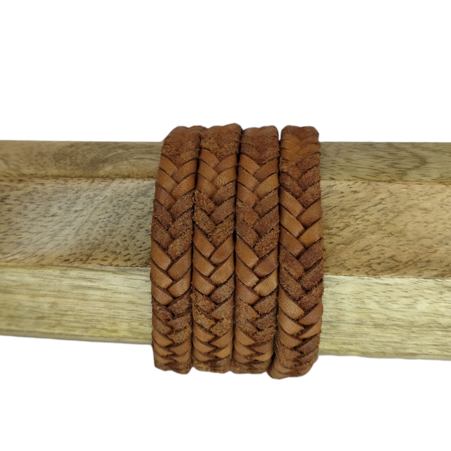 v cross braided leather cord -10mm- DARK TAN