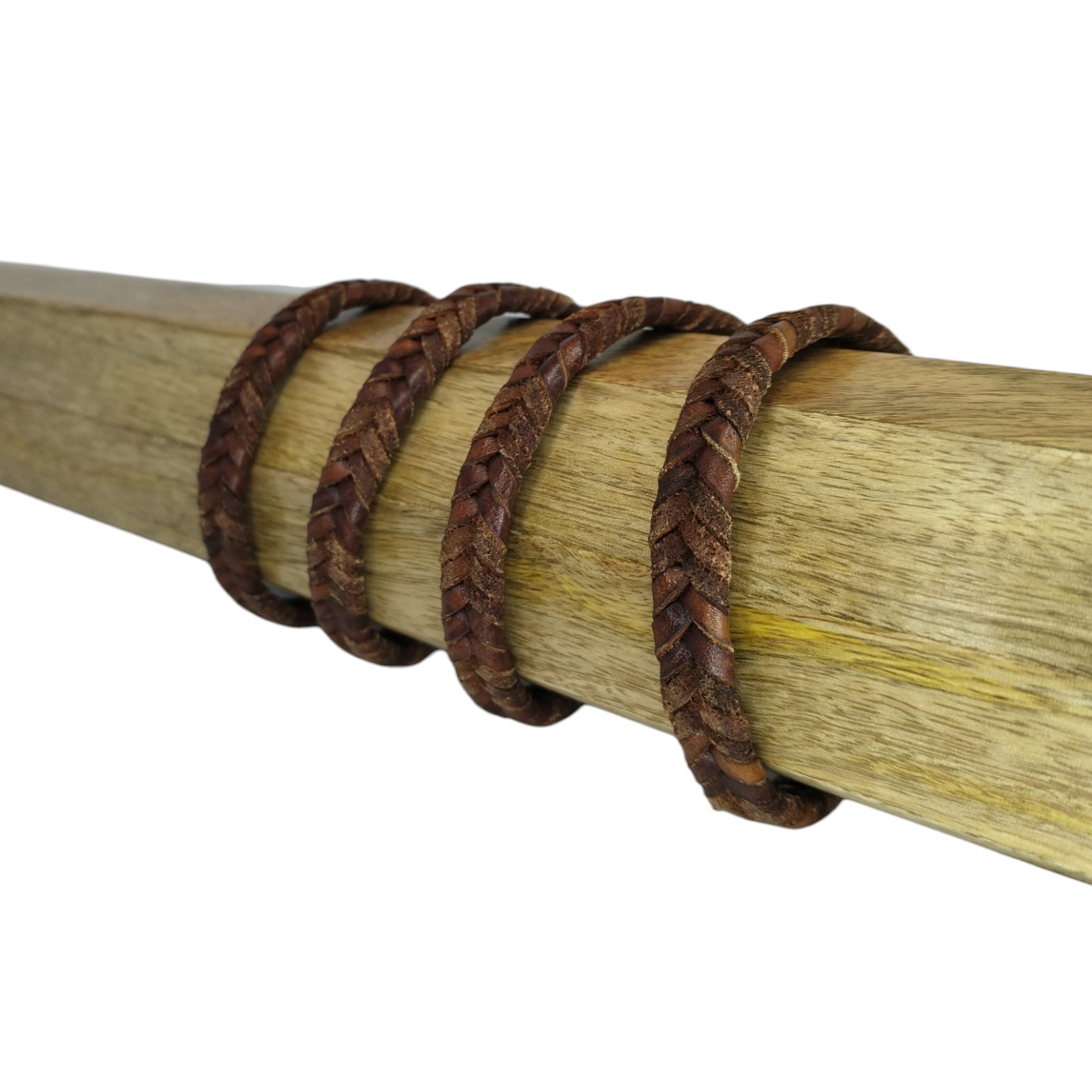 v cross braided leather cord -10mm- COGNAC