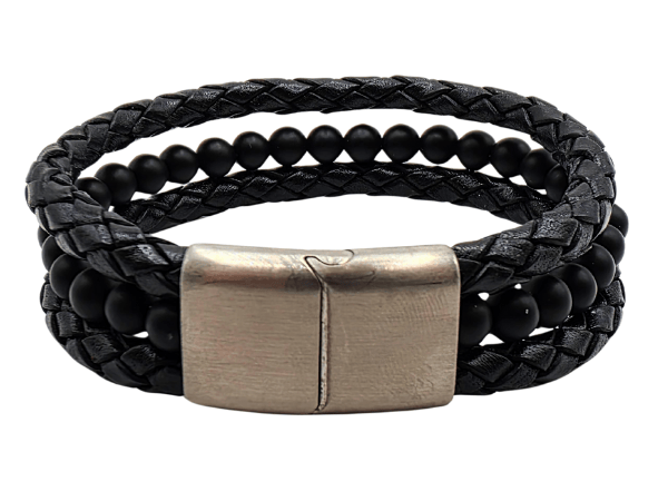 Combination Gemstone and Leather Bracelet - Style 157