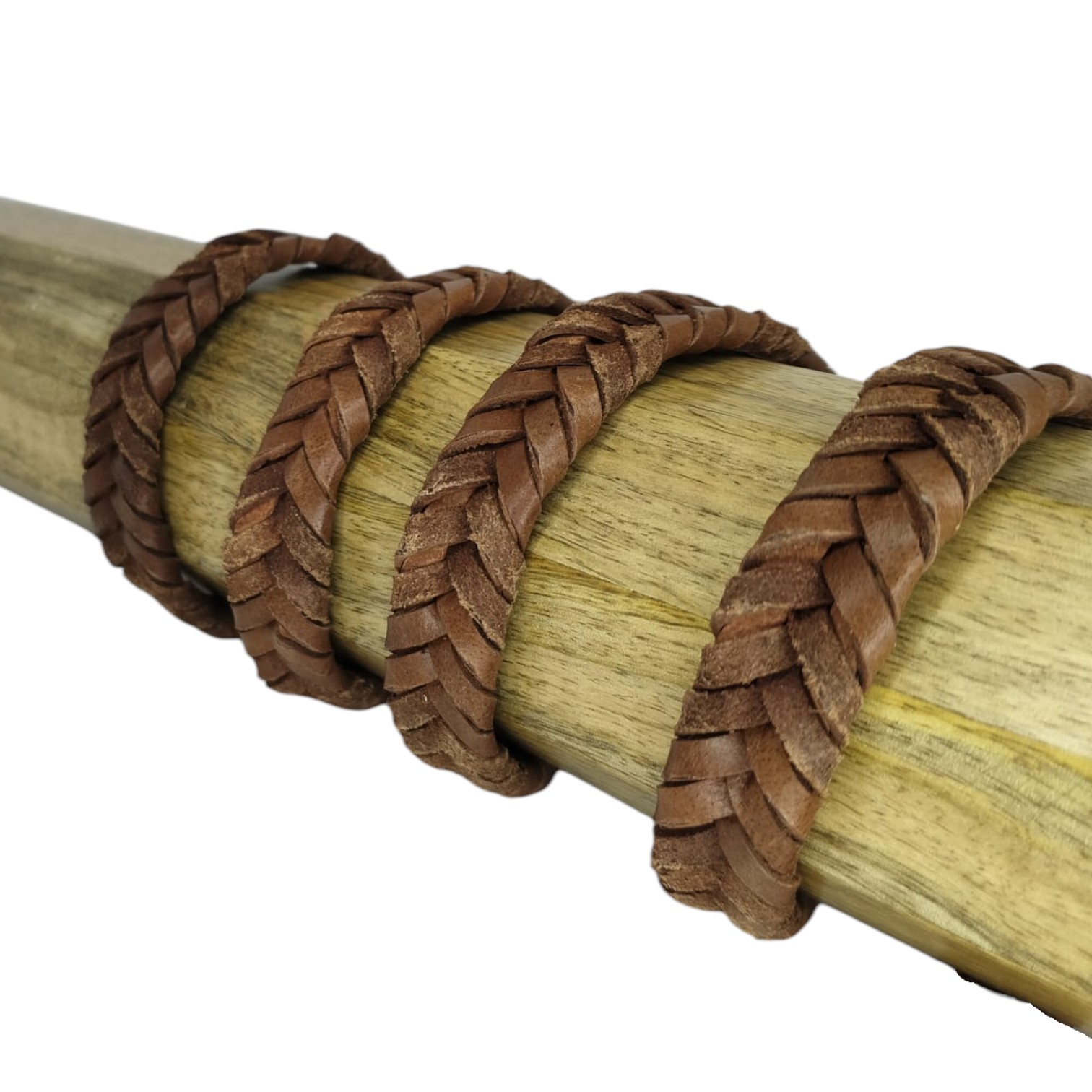 v cross braided leather cord- 15MM- DARK TAN