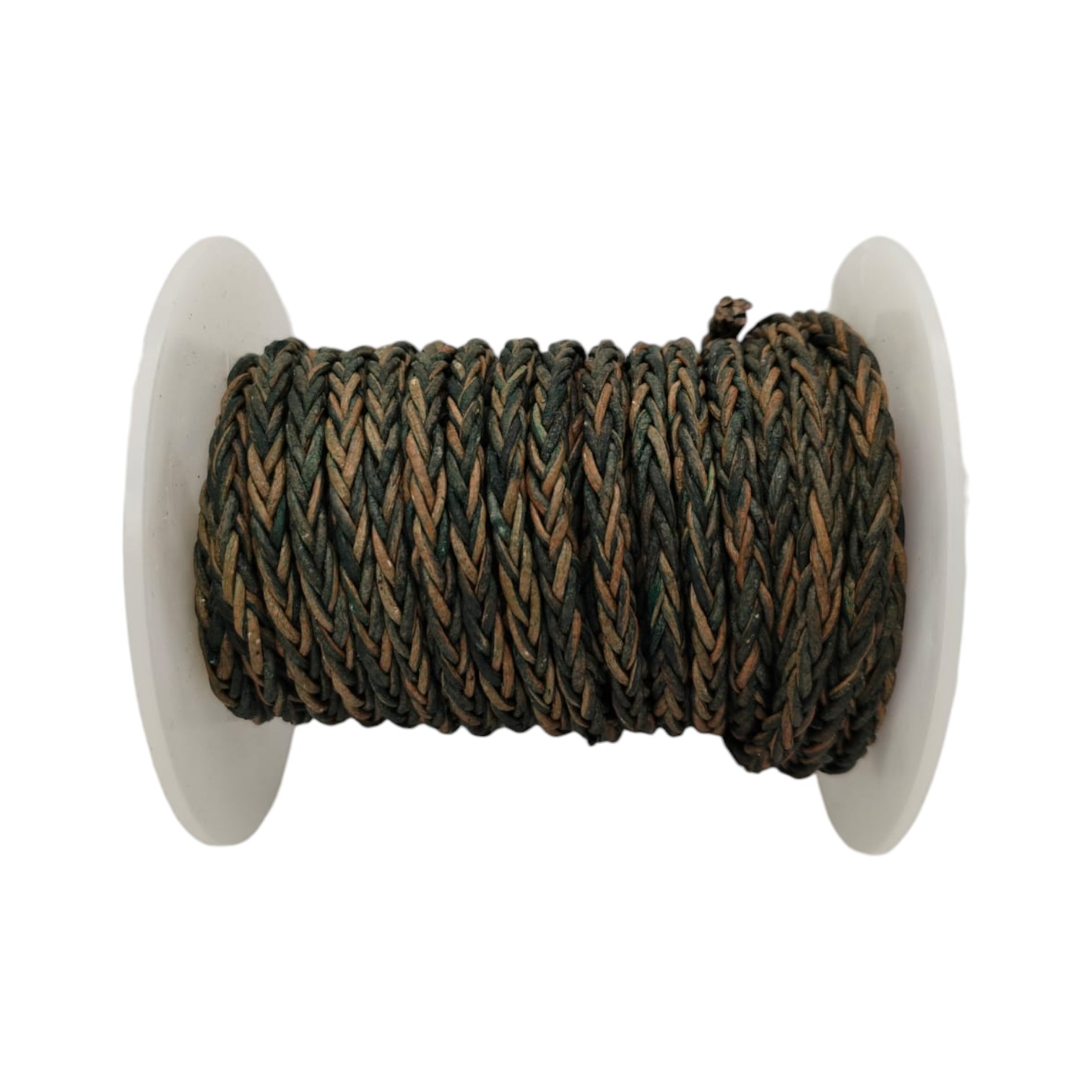 hawaii bolo Braided leather cords - 4mm - vintage dark green