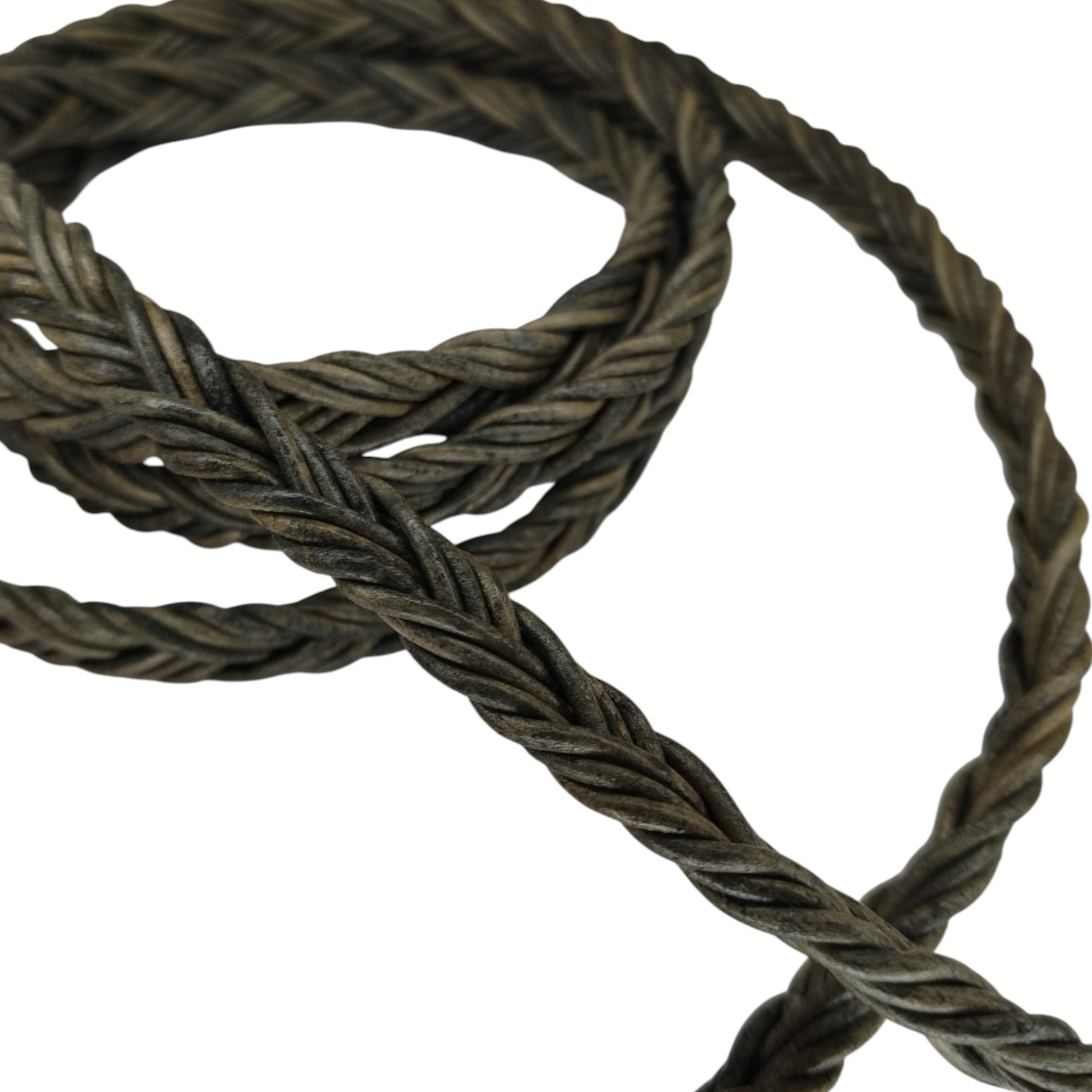 Ibiza braided leather cords - 11*6mm- vintage grey