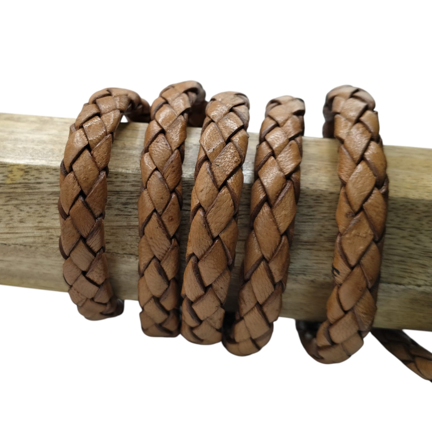 Thick Oval Hollow braided Cord - 11*6mm- Tan