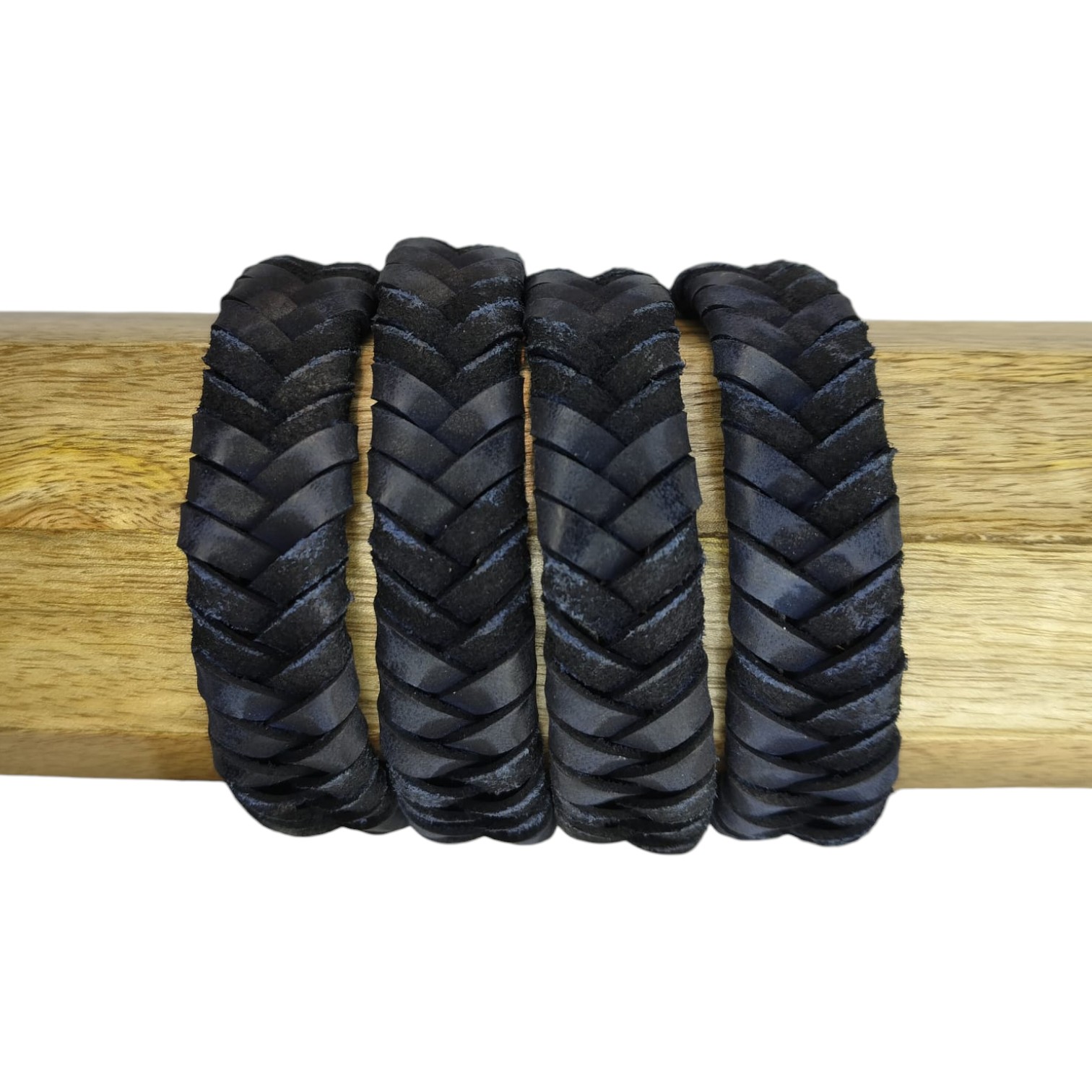 v cross braided leather cord -15mm- DARK BLUE