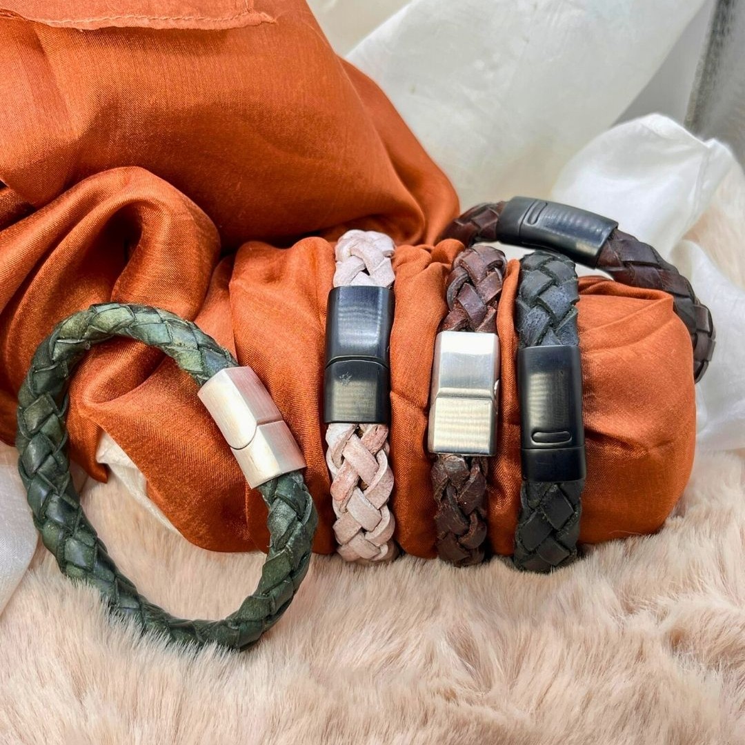 Hallow Braided Leather Bracelet