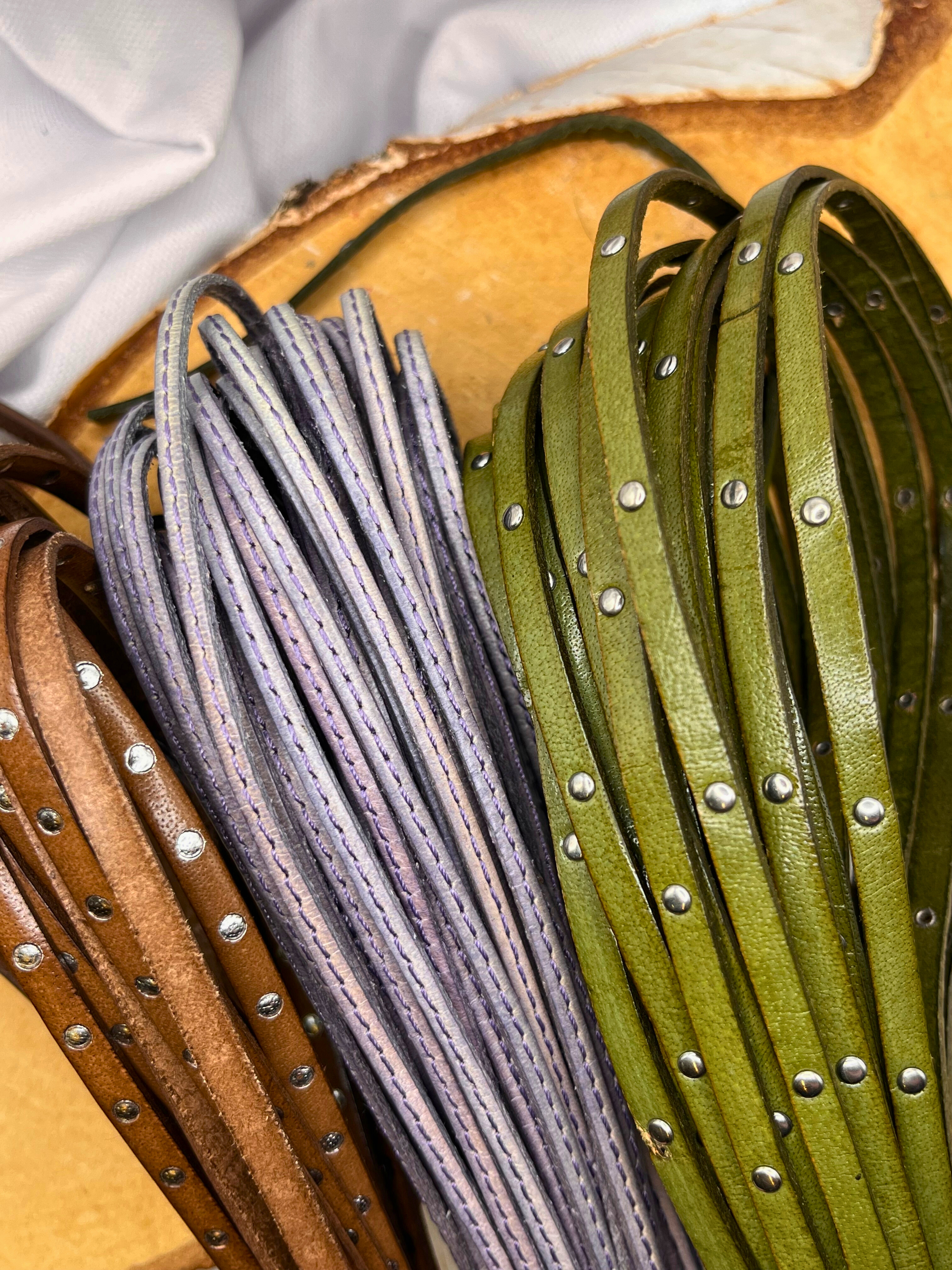 Stiched and Studded Leather Cords