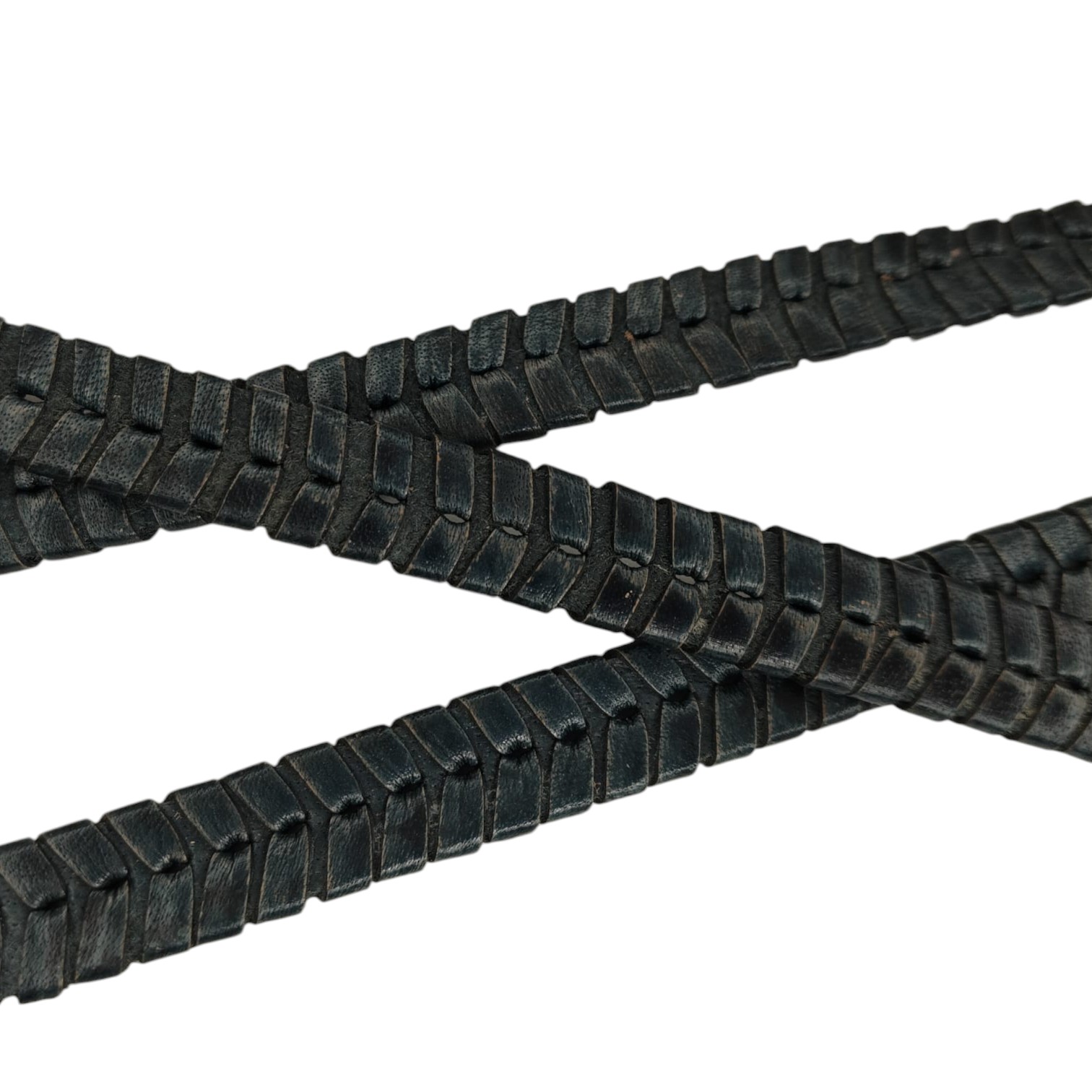 Texas Braided Leather Cords - 14x4mm - Vintage Blue