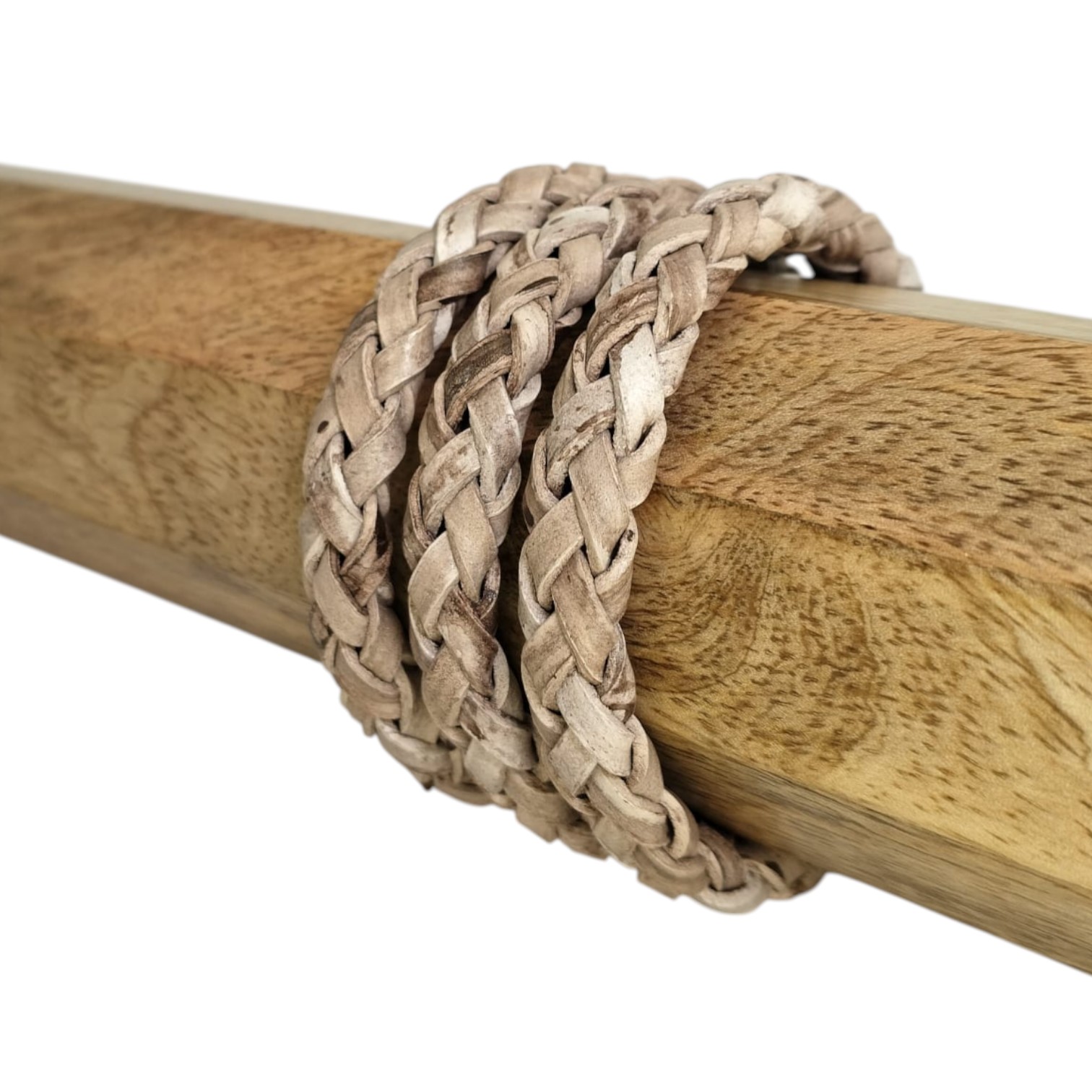 Thick Oval Hollow braided Cord - 11*6mm- white base brown