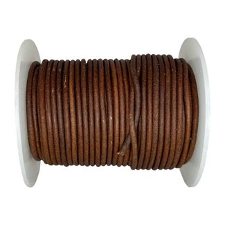 Round Leather Cord - Vintage Dark Tan - 2mm