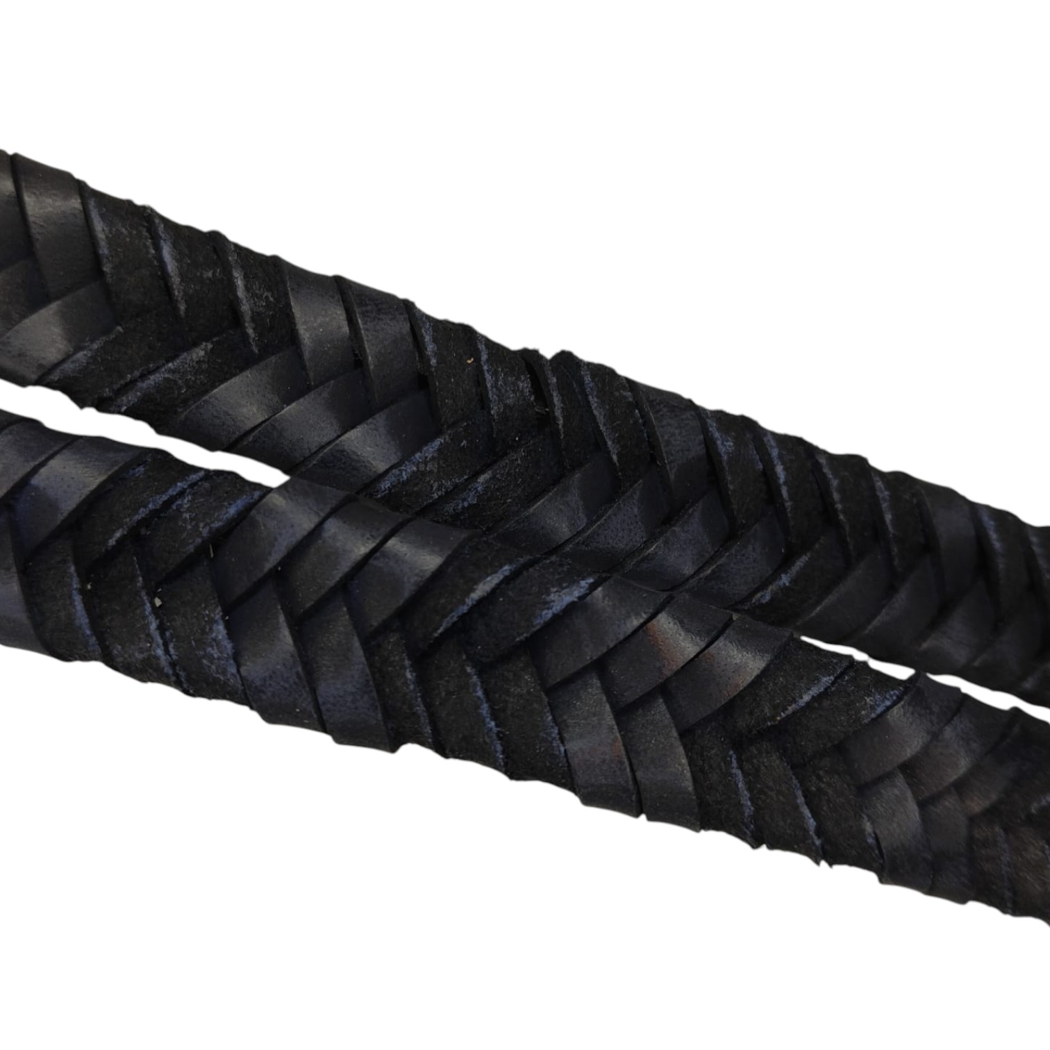 v cross braided leather cord -15mm- DARK BLUE