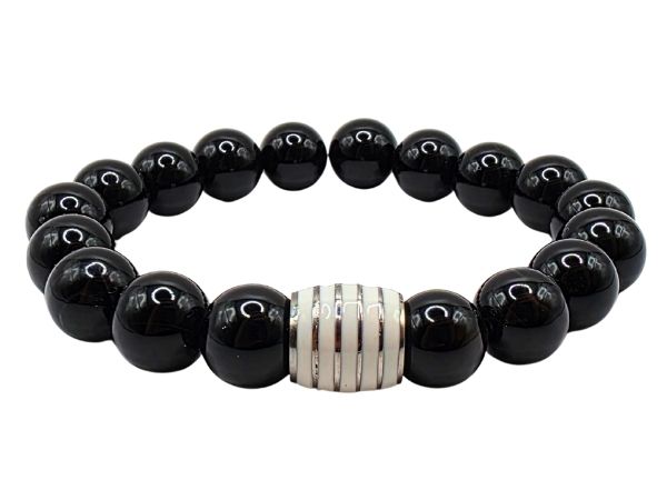 Black Onyx Gemstone Bracelet: Style-575 (10mm)