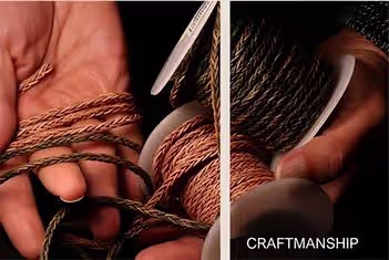 Close up of round leather cords