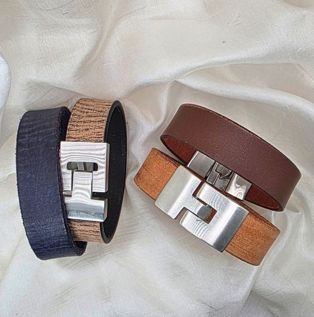 Plain Flat Leather Bracelet