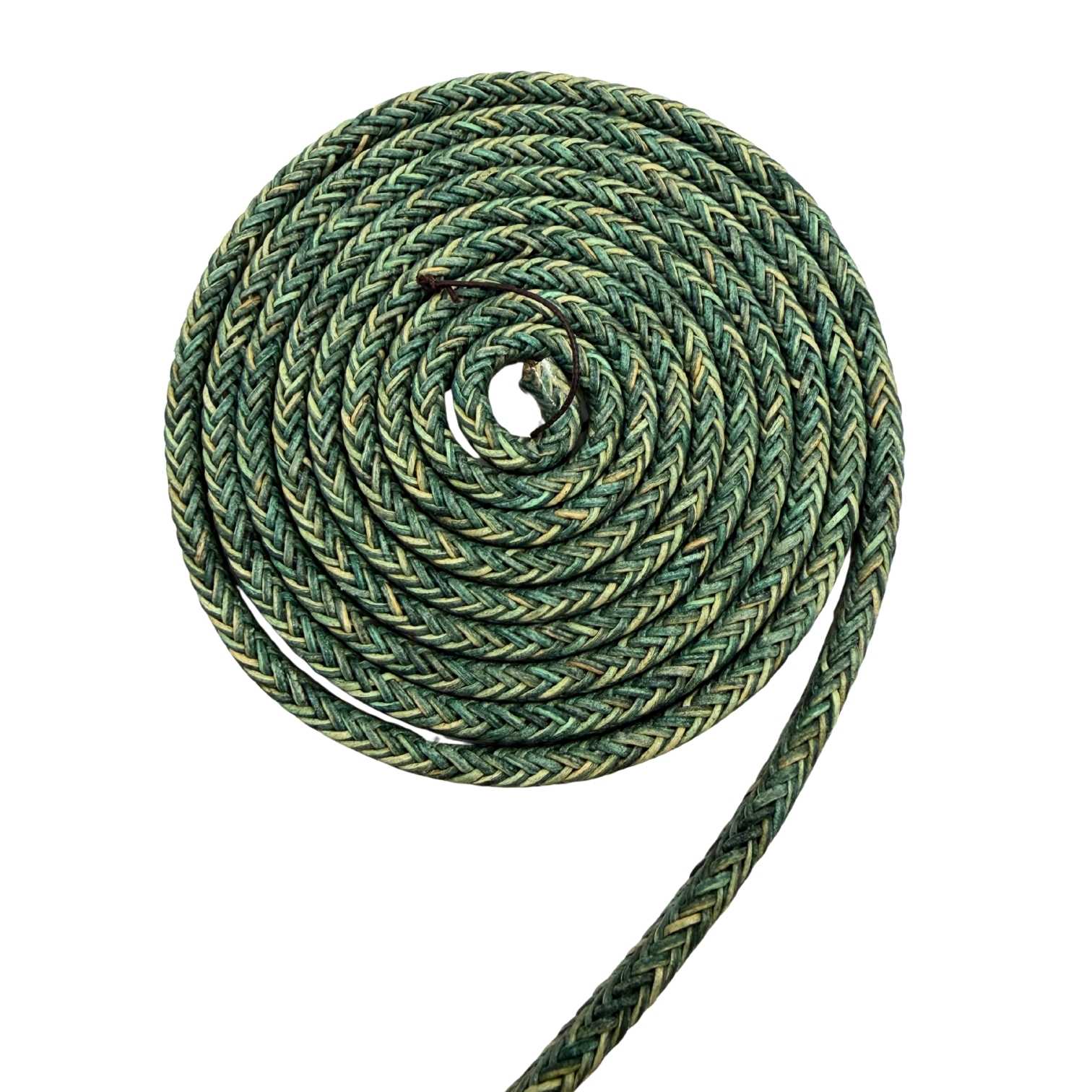 Spiral braided leather cords - 11x6mm - vintage dark green