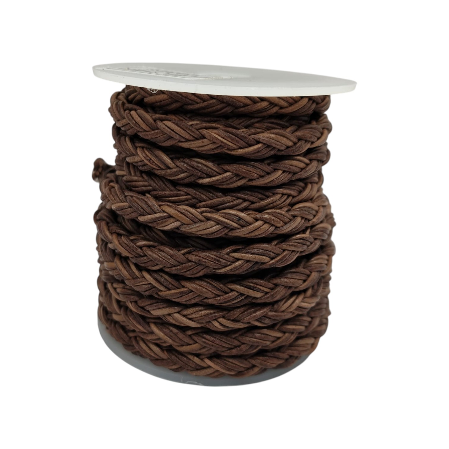 Dublin Bolo Braided Round Twist Leather Cords - 6mm -  Vintage Brown