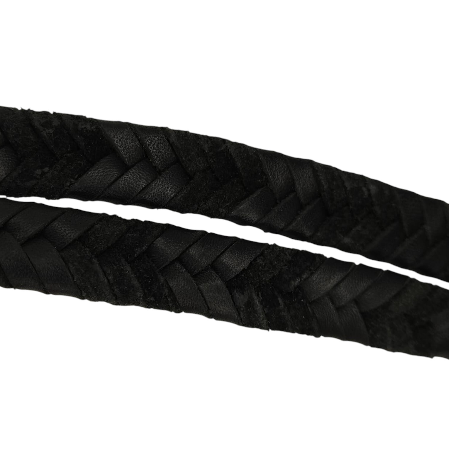 v cross braided leather cord-15mm- BLACK