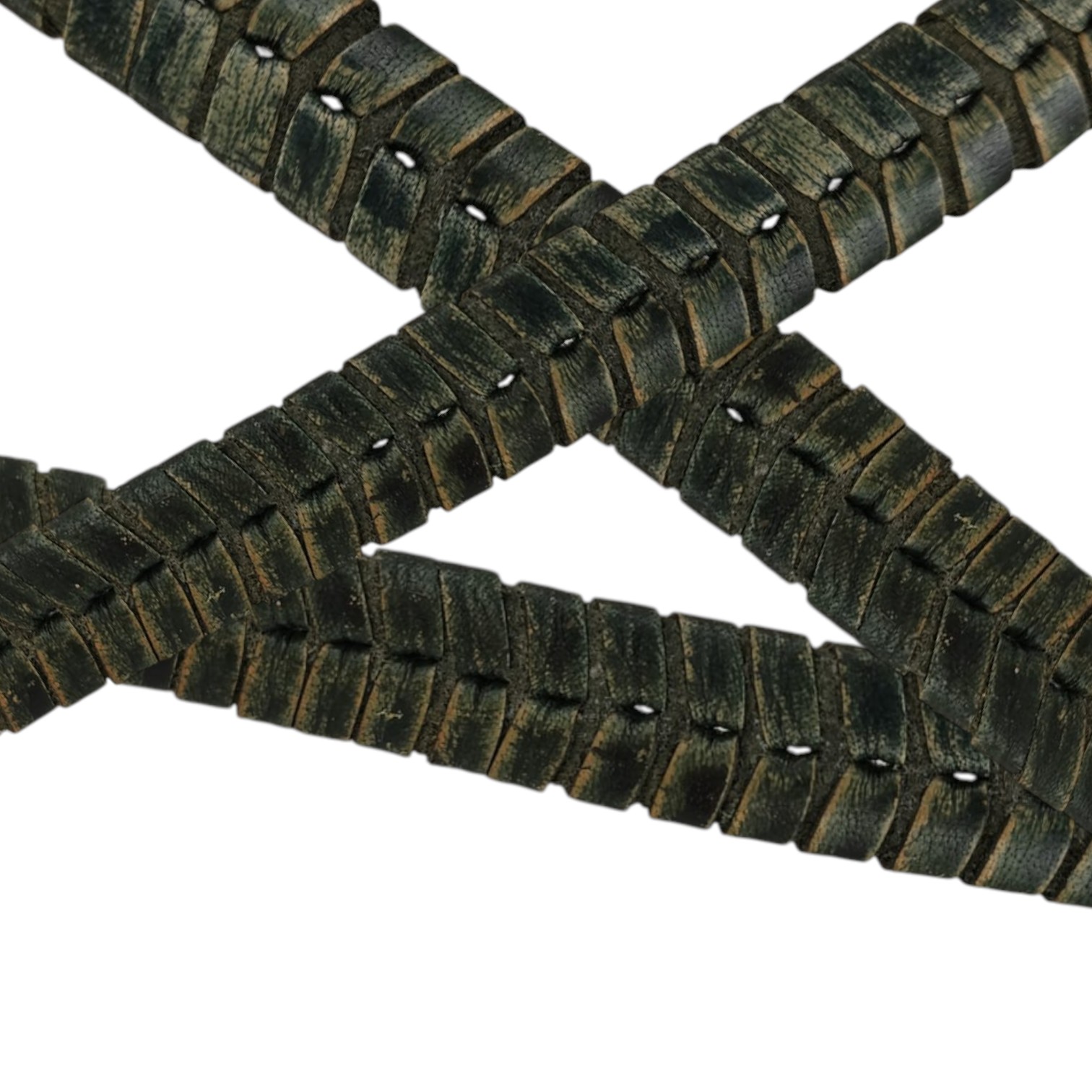 Texas Braided Leather Cords - 14x4mm - Vintage Green