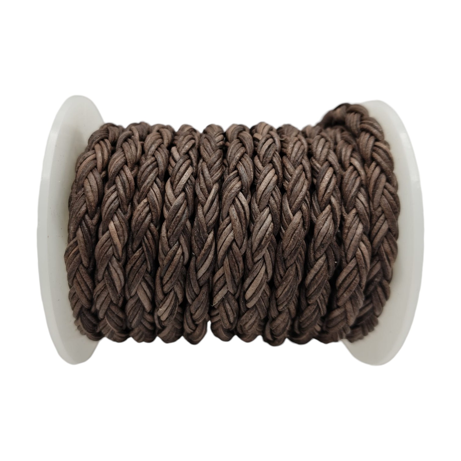 Dublin Bolo Braided Round Twist Leather Cords - 6mm -  Vintage Dark Brown