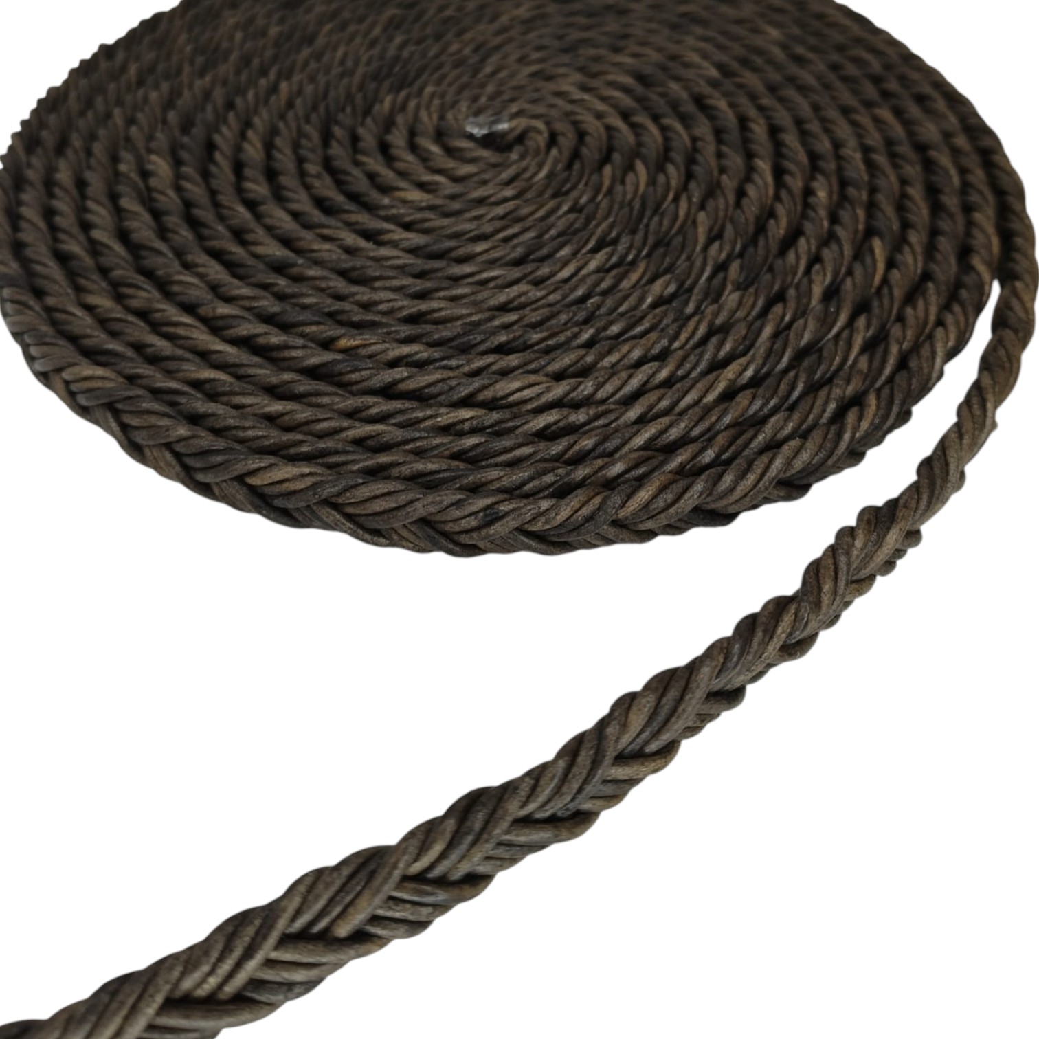 Ibiza braided leather cords - 11*6mm- vintage dark brown