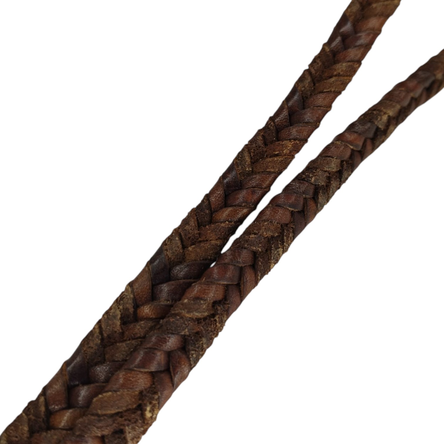 v cross braided leather cord -10mm- COGNAC