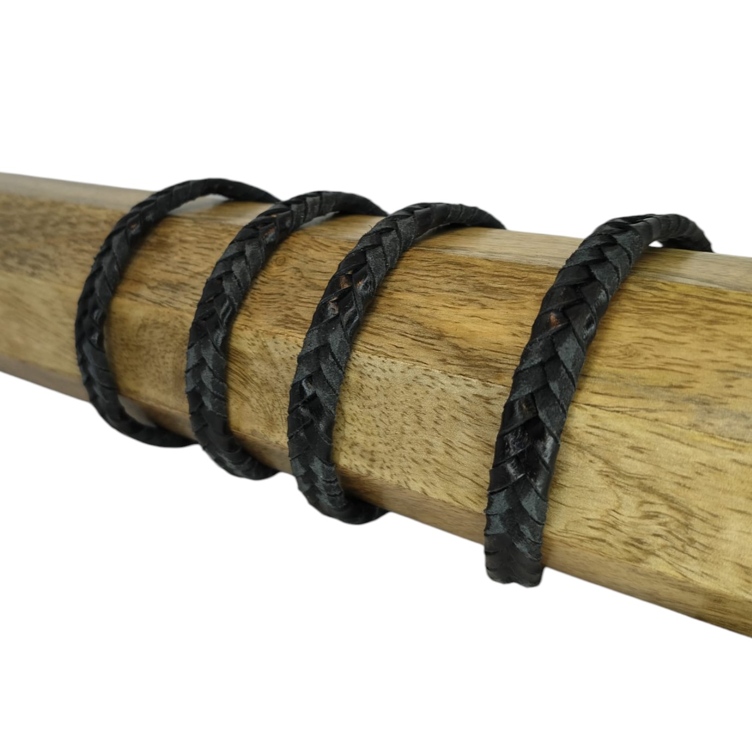 v cross braided leather cord -10mm- BLACK